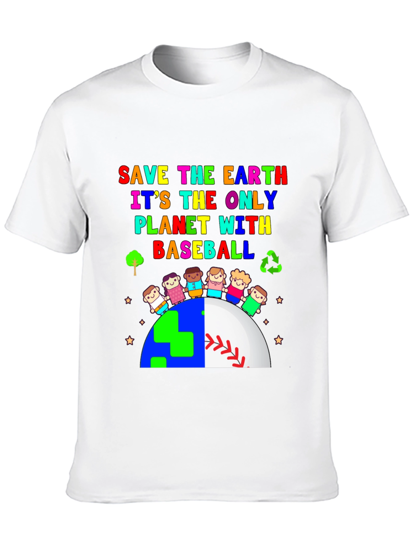 Save The Earth Baseball Planet Graphic T-Shirt