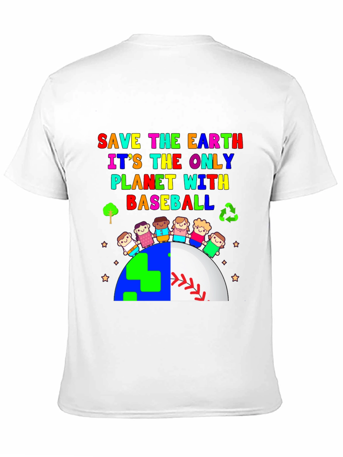 Save The Earth Baseball Planet Graphic T-Shirt