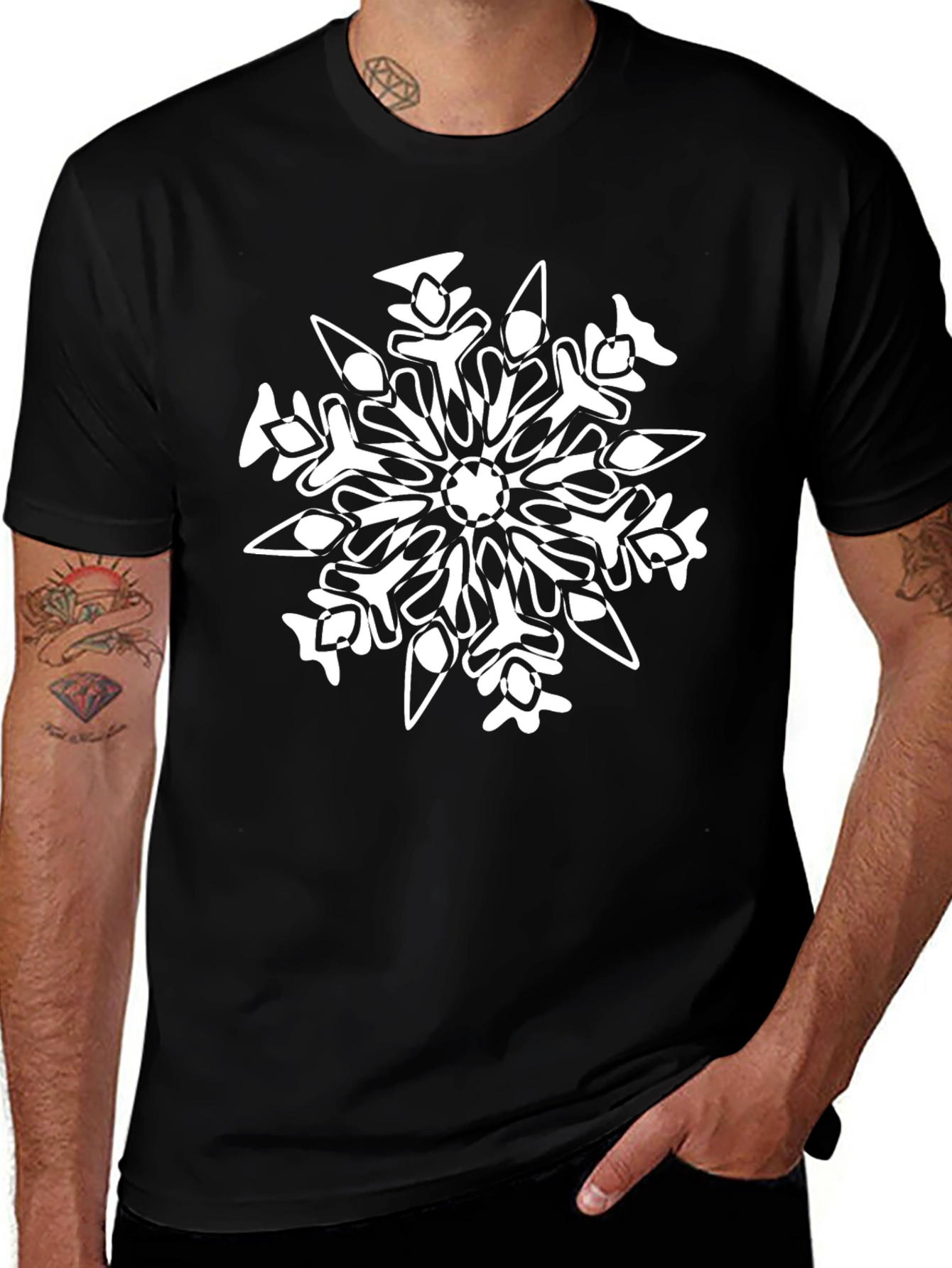 Snowflake Graphic Tee - Stylish Black Cotton Shirt