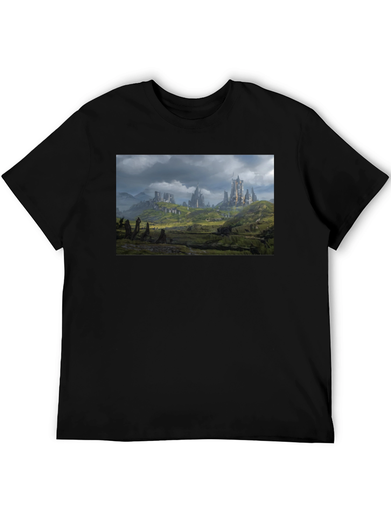 Fantasy Castle T-Shirt - Black Cotton Tee