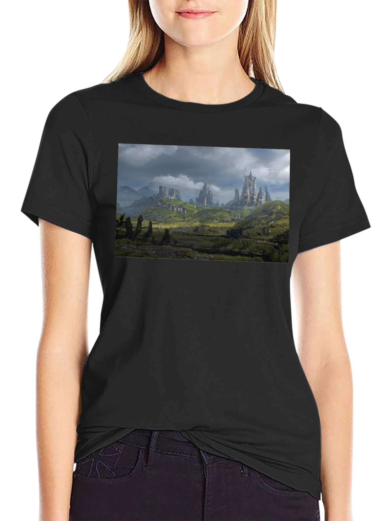 Fantasy Castle T-Shirt - Black Cotton Tee