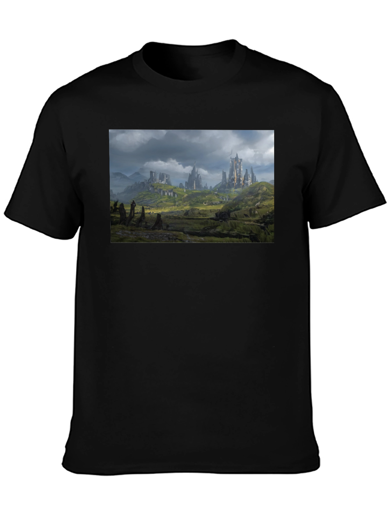 Fantasy Castle T-Shirt - Black Cotton Tee