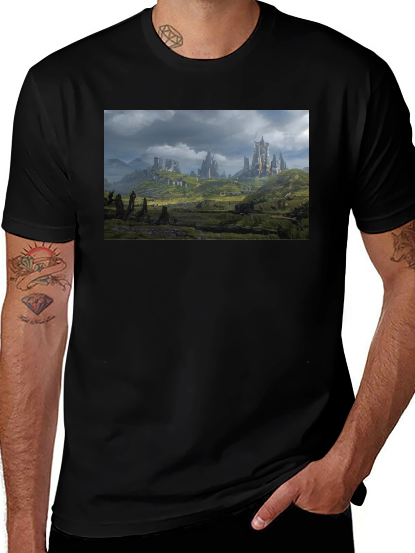 Fantasy Castle T-Shirt - Black Cotton Tee