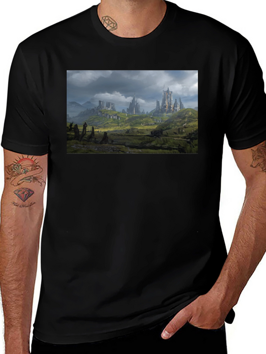 Fantasy Castle T-Shirt - Black Cotton Tee