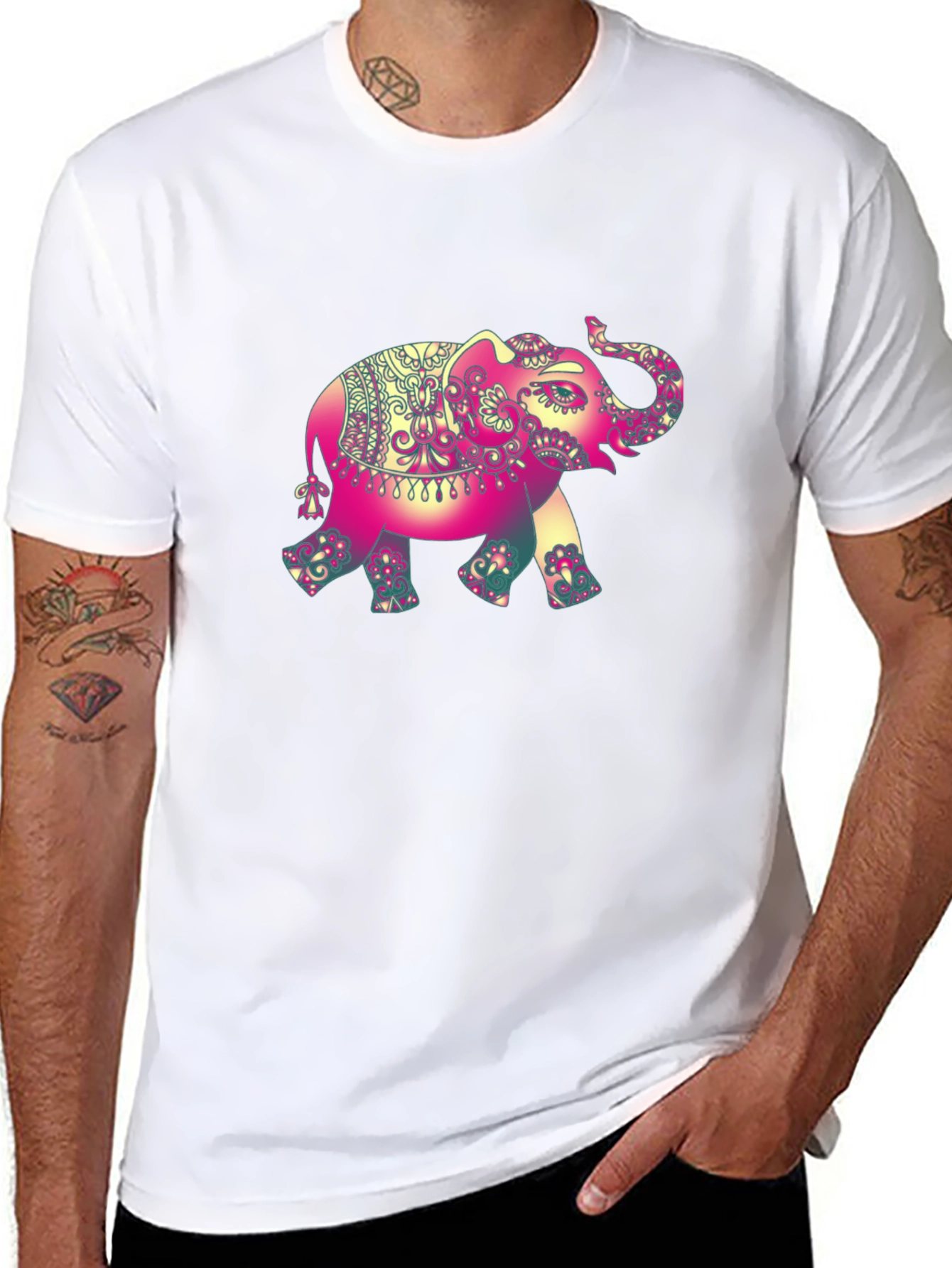 Elephant Graphic Tee - Stylish Mens Black T-Shirt