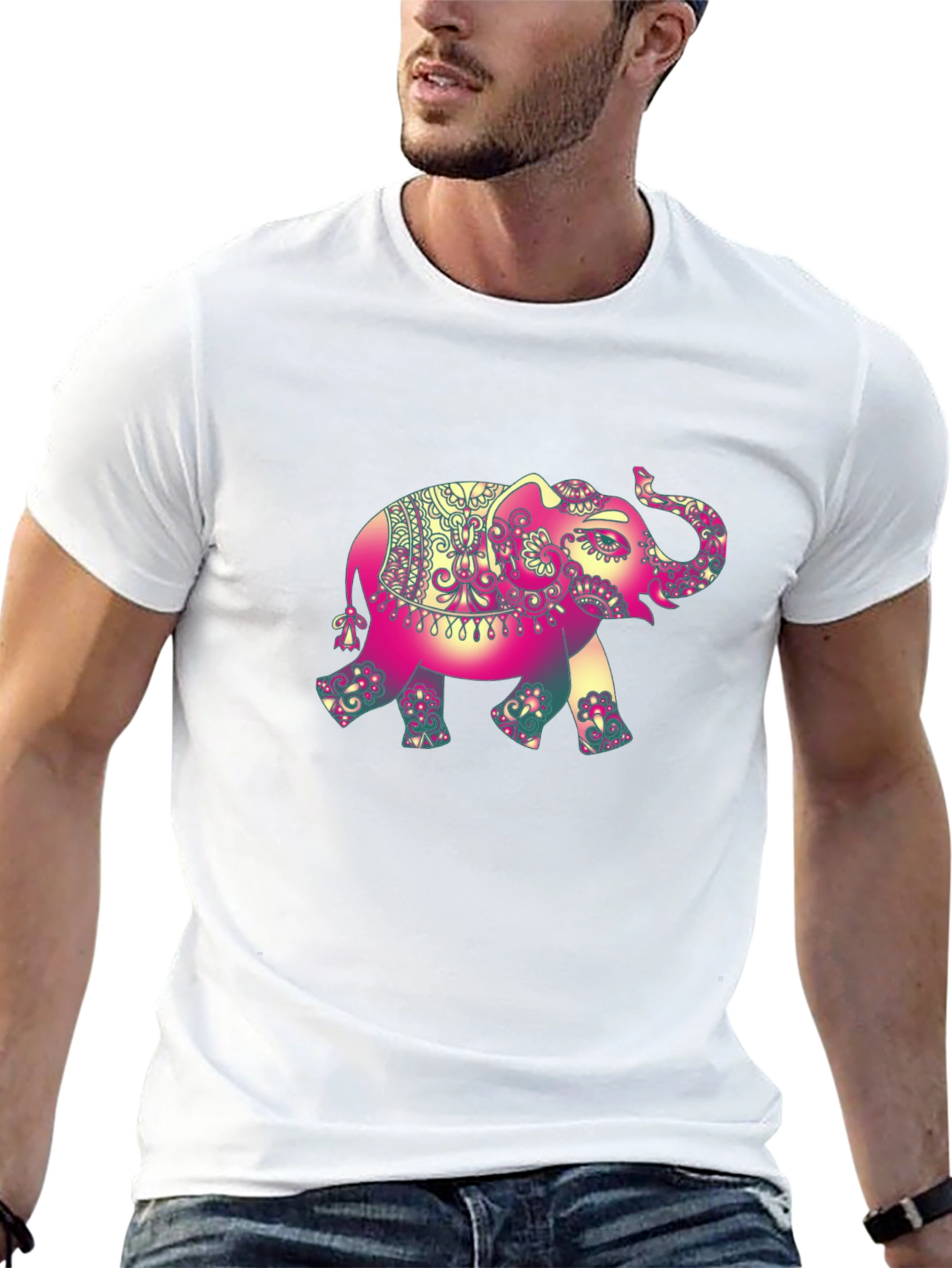 Elephant Graphic Tee - Stylish Mens Black T-Shirt