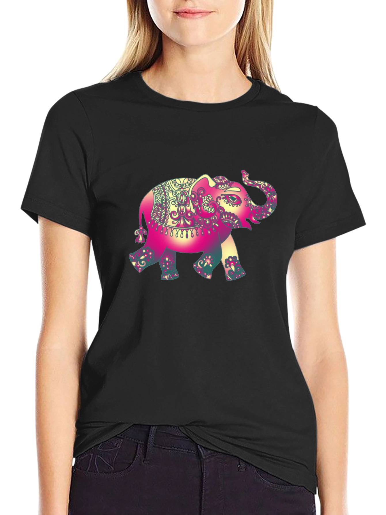 Elephant Graphic Tee - Stylish Mens Black T-Shirt