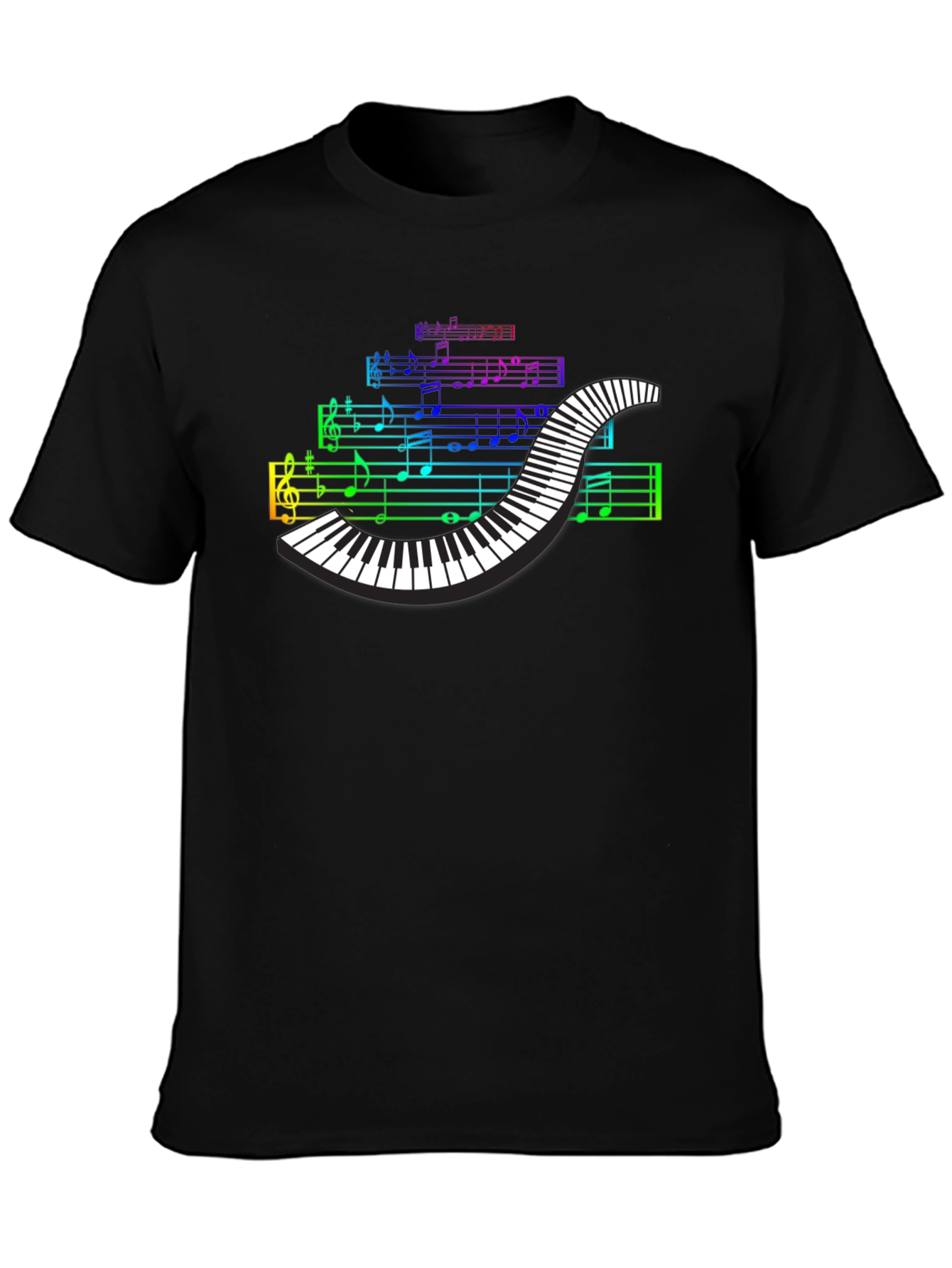 Rainbow Piano Keys Music Notes T-Shirt