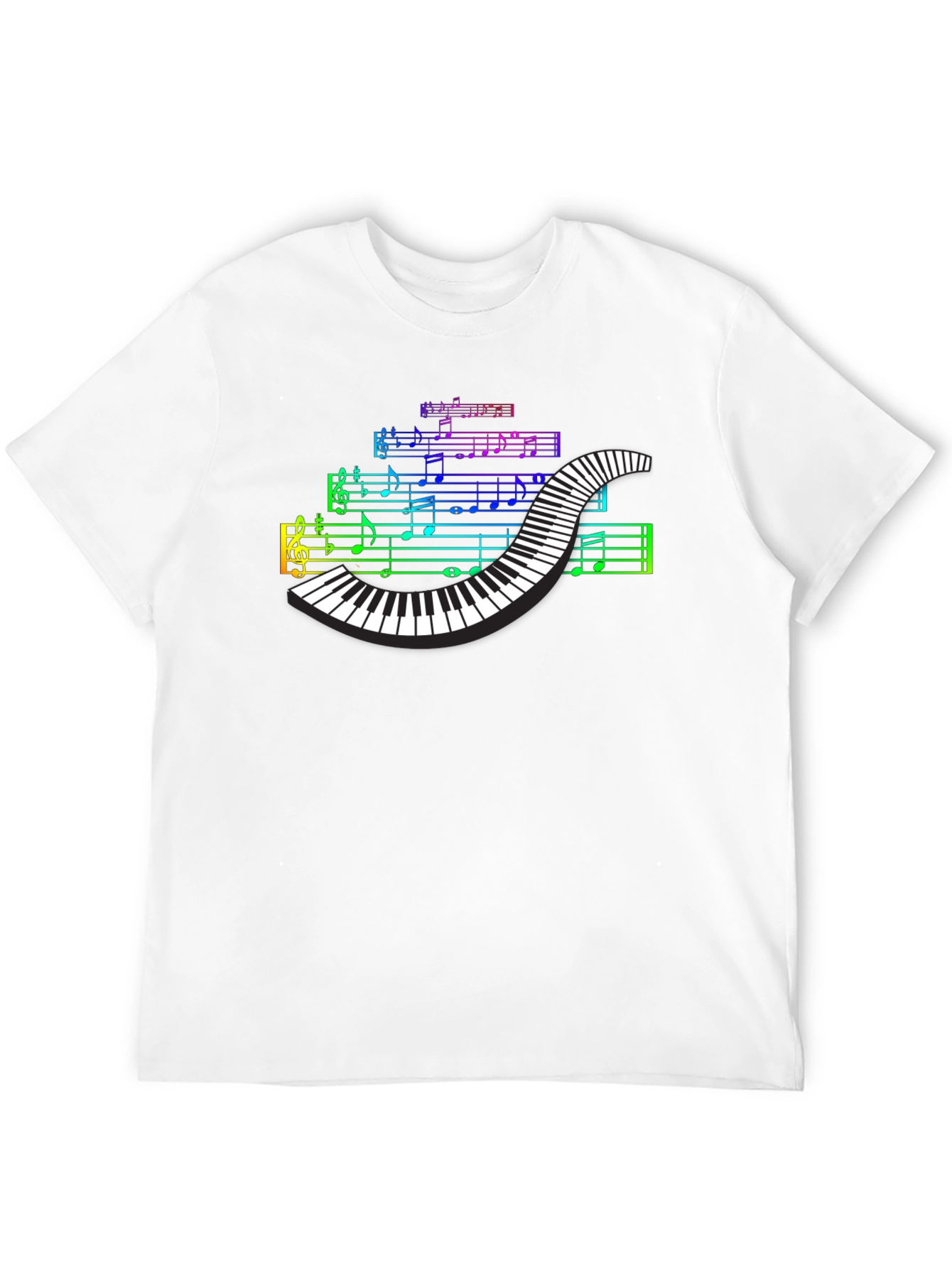 Rainbow Piano Keys Music Notes T-Shirt