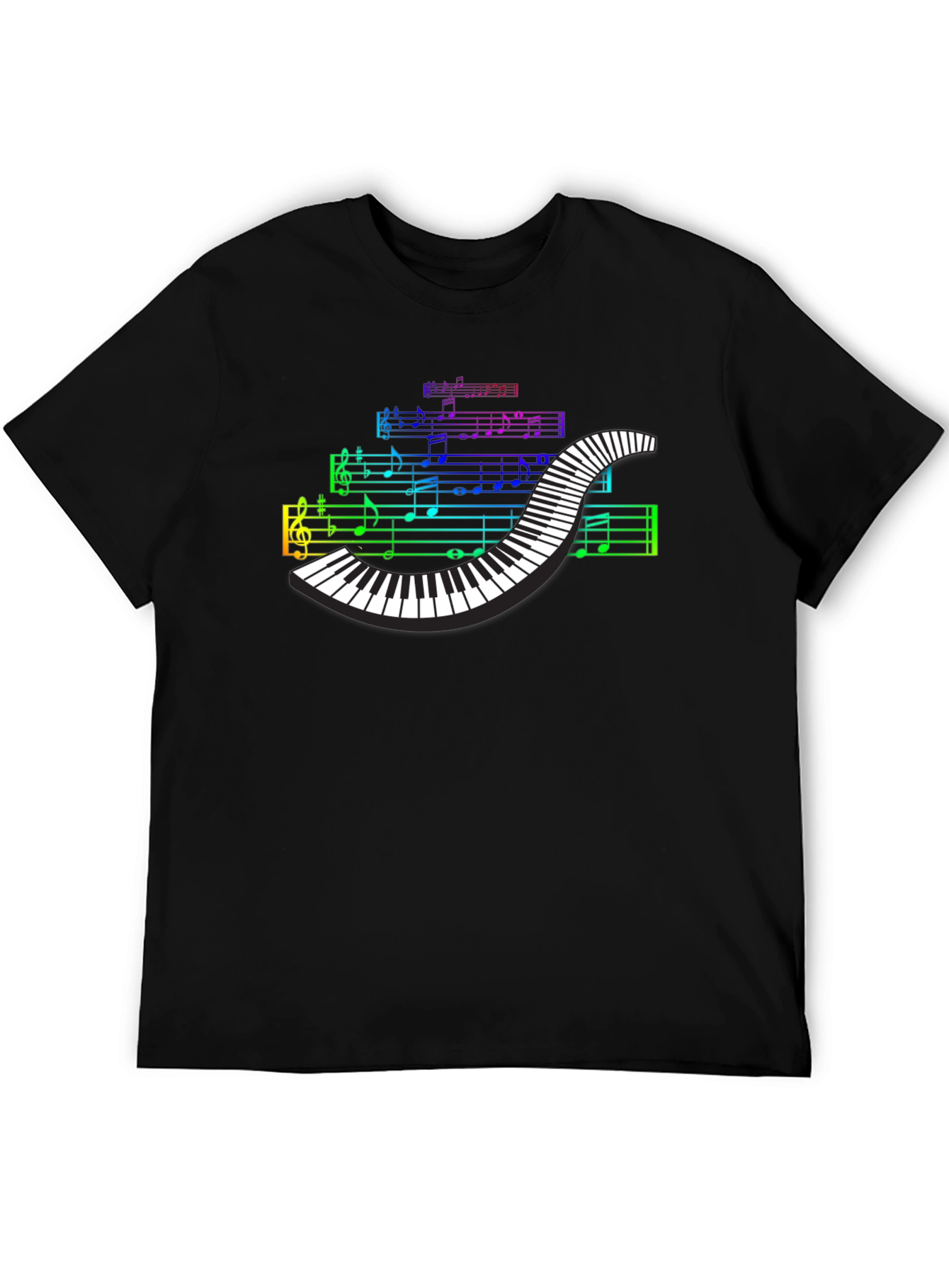 Rainbow Piano Keys Music Notes T-Shirt