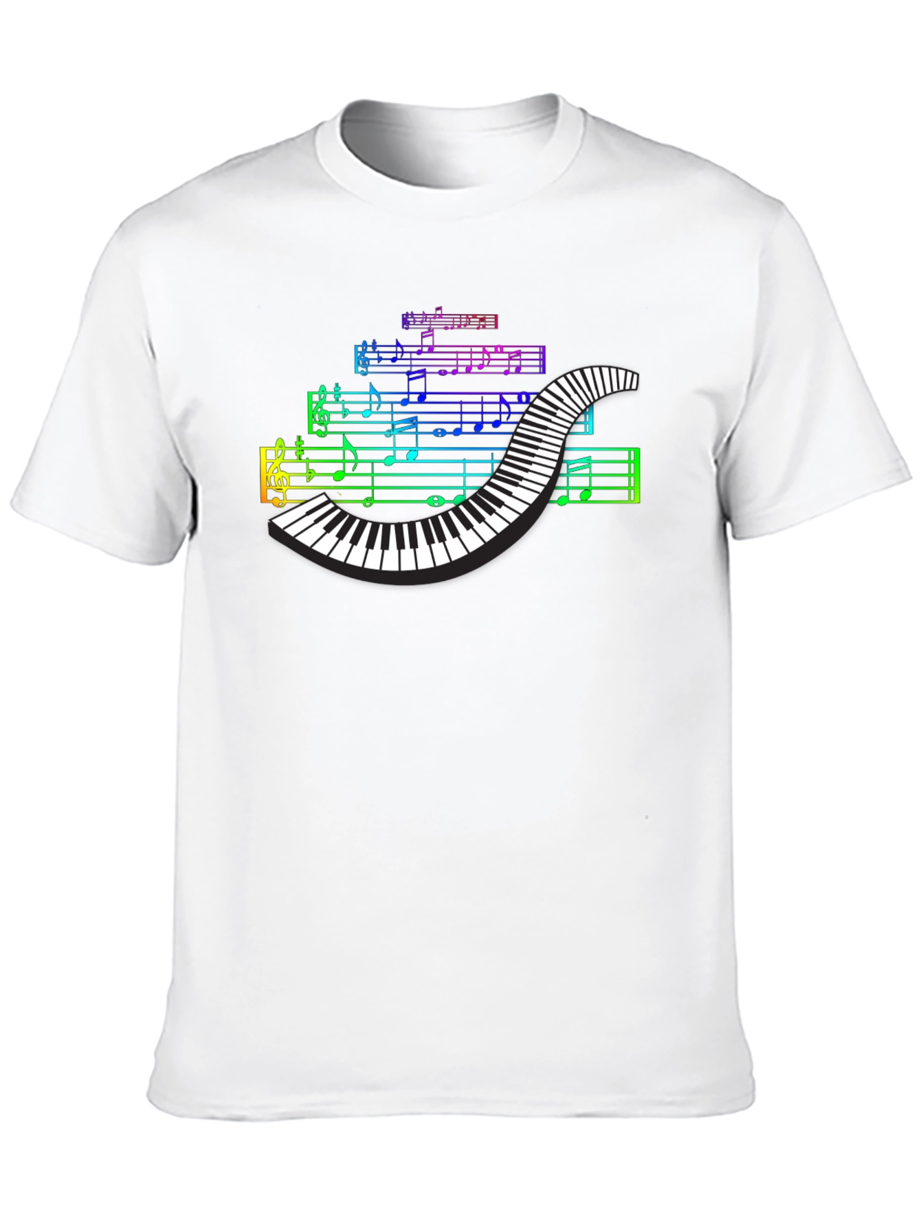 Rainbow Piano Keys Music Notes T-Shirt