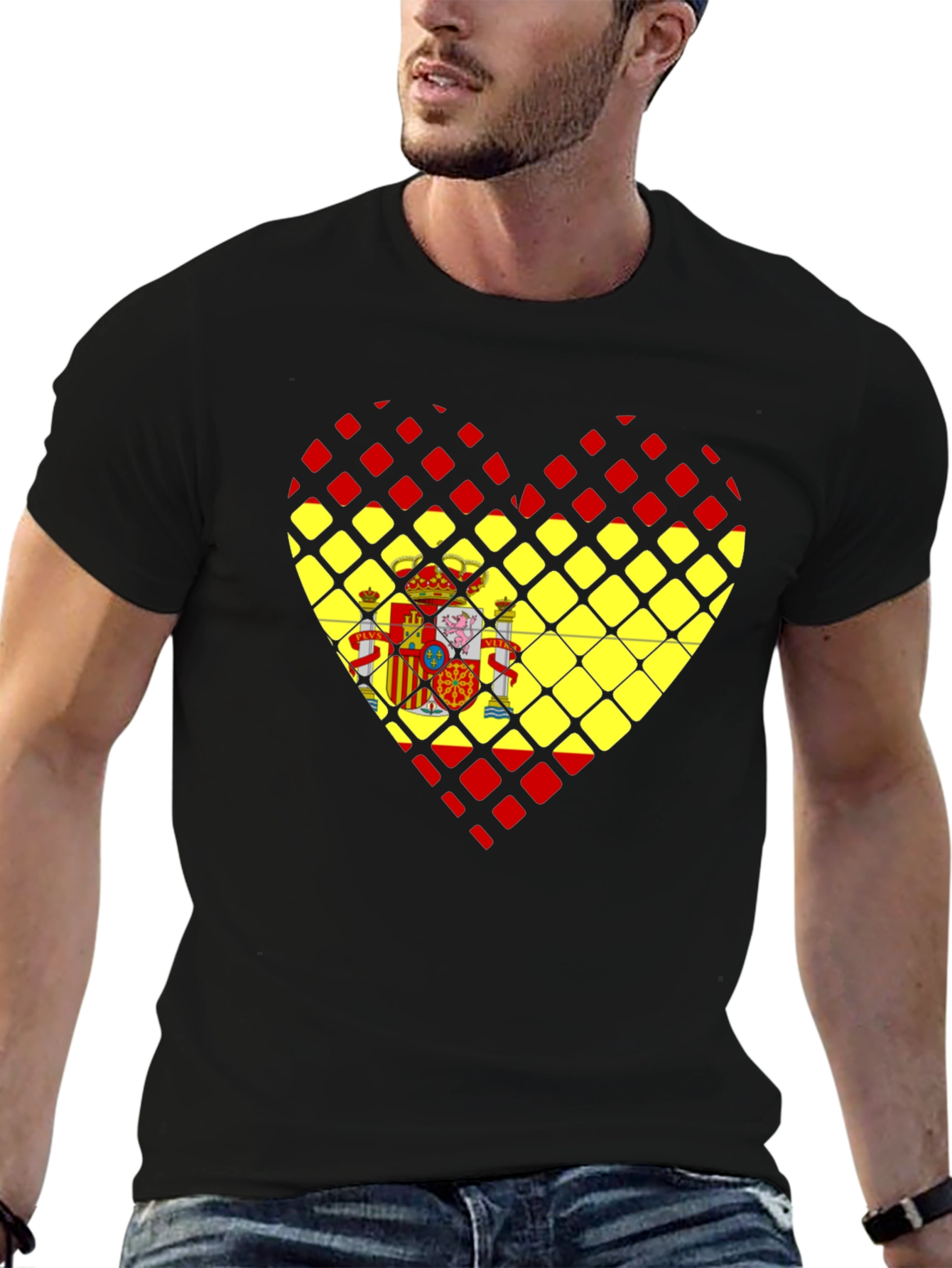 Spanish Flag Heart Graphic T-Shirt