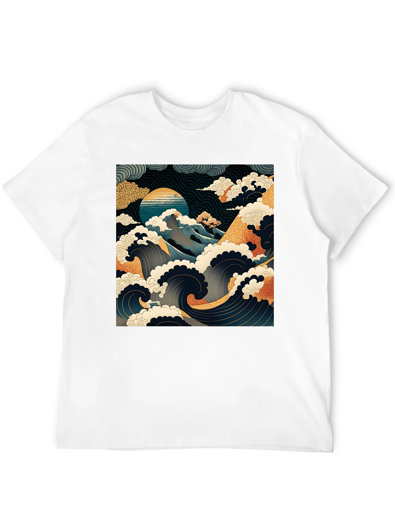 Great Wave Graphic Tee - Black Cotton T-Shirt
