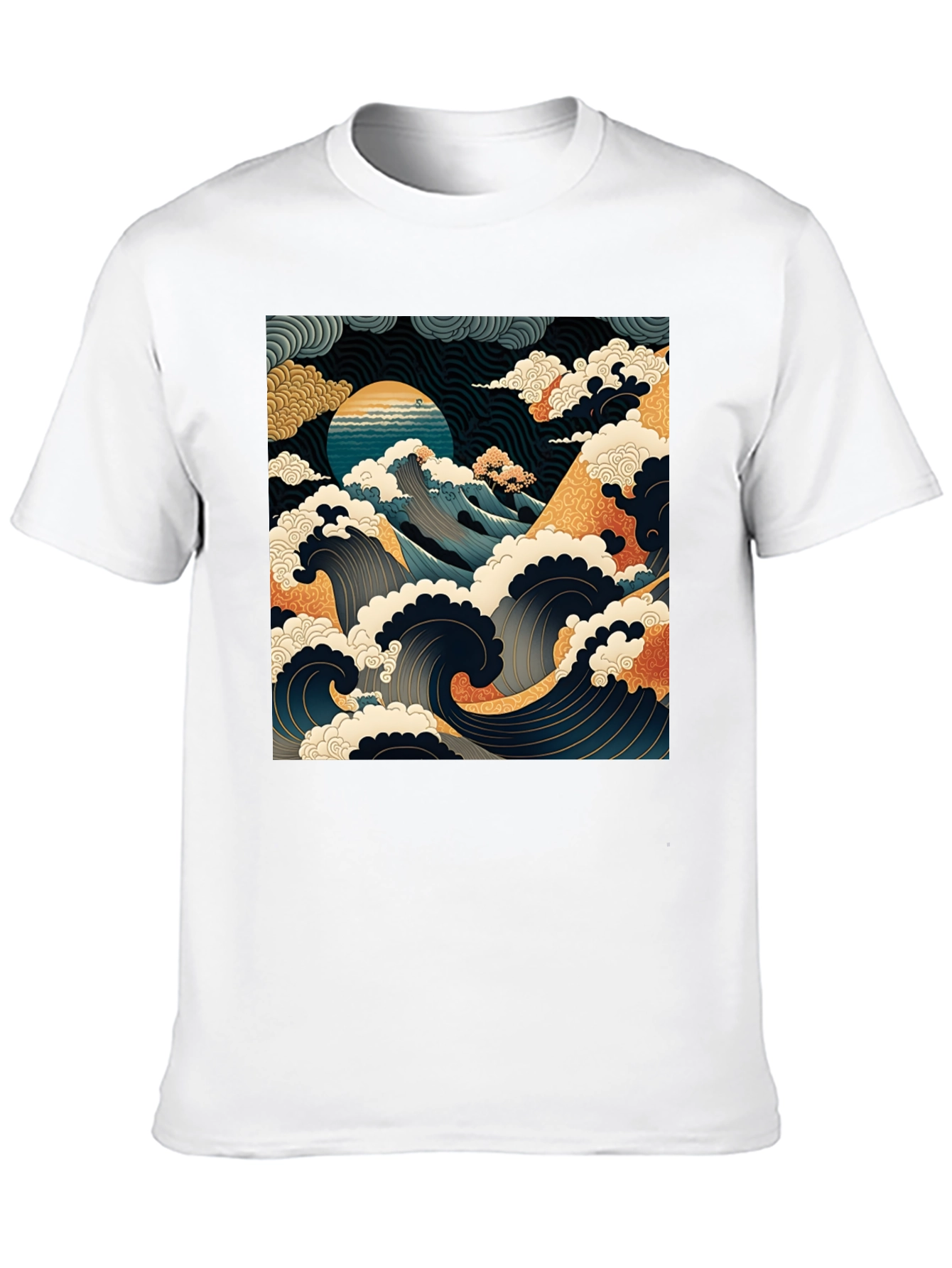 Great Wave Graphic Tee - Black Cotton T-Shirt