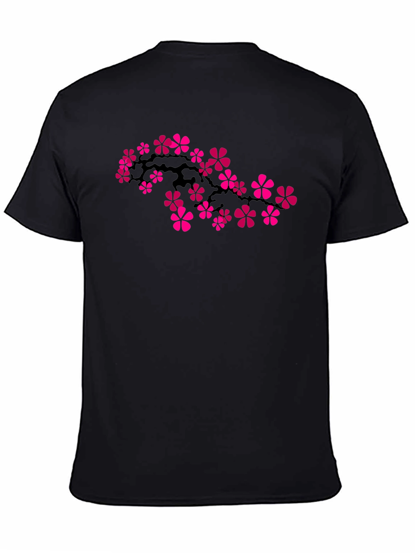 Sakura Blossom Graphic Tee - Black Cotton Comfort