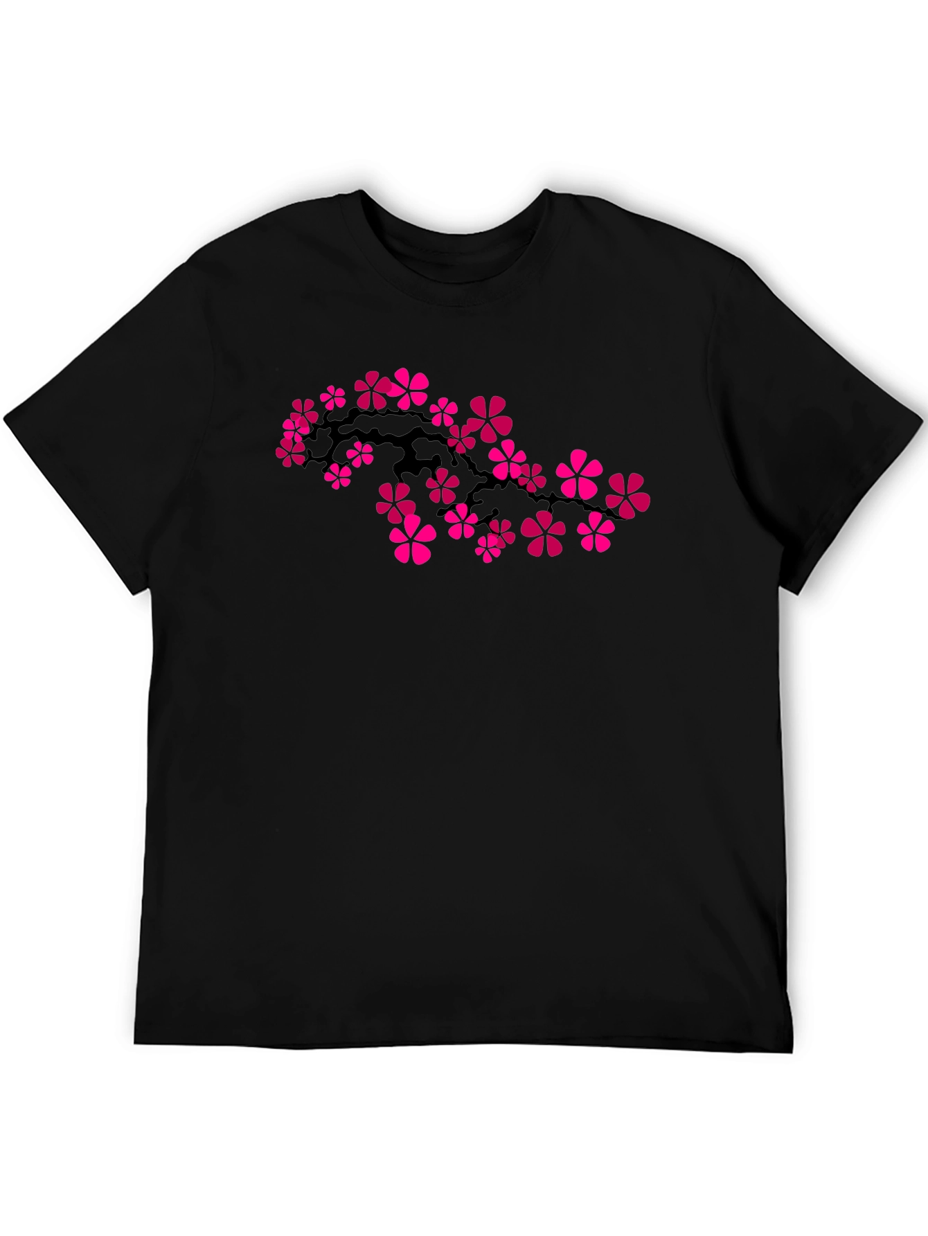 Sakura Blossom Graphic Tee - Black Cotton Comfort