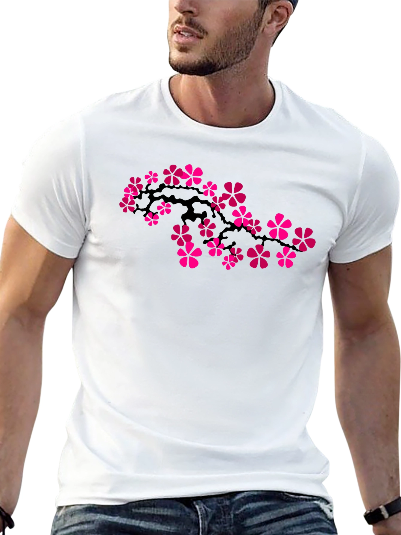Sakura Blossom Graphic Tee - Black Cotton Comfort