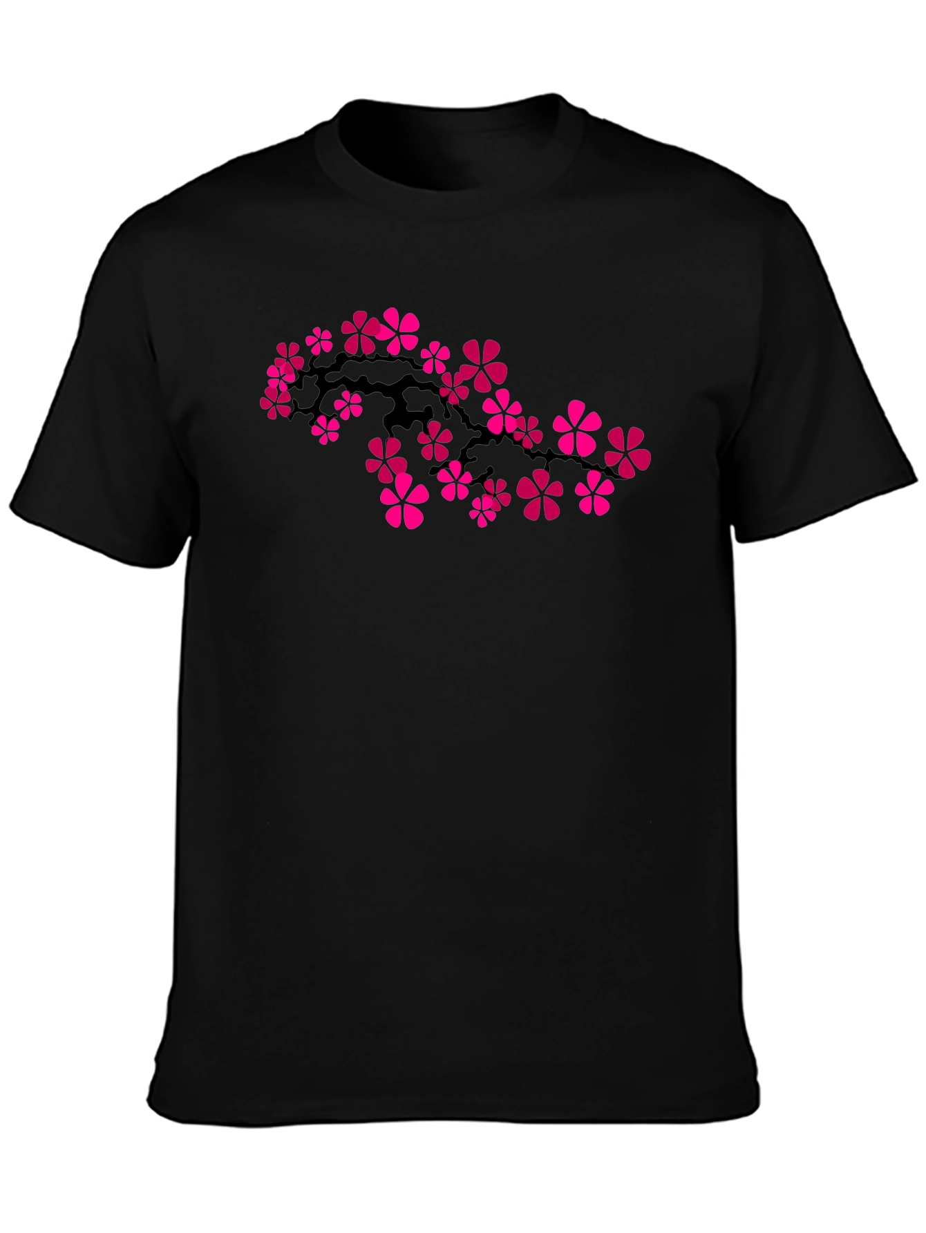 Sakura Blossom Graphic Tee - Black Cotton Comfort