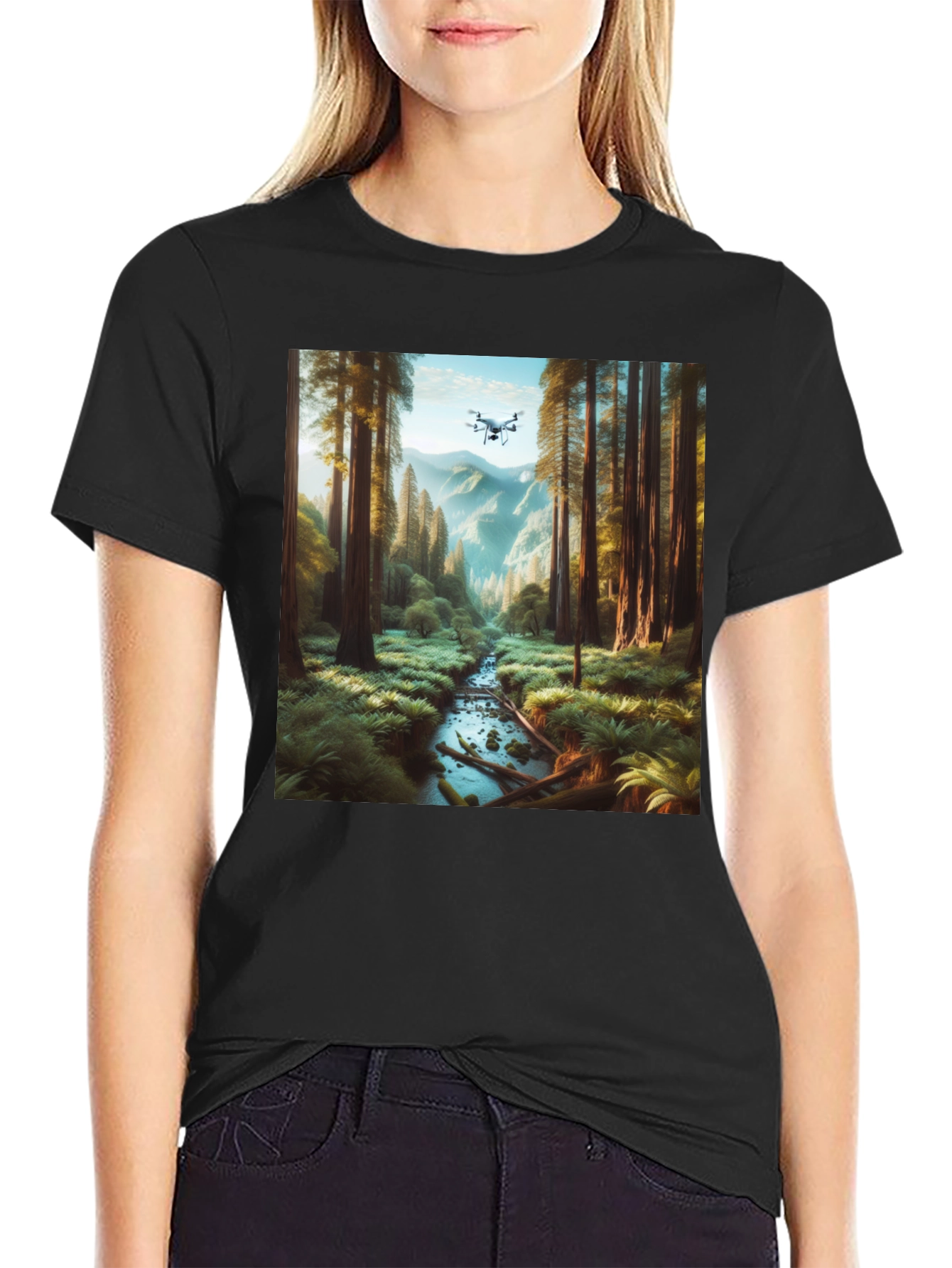 Drone Vista Tee - Nature & Tech Fusion