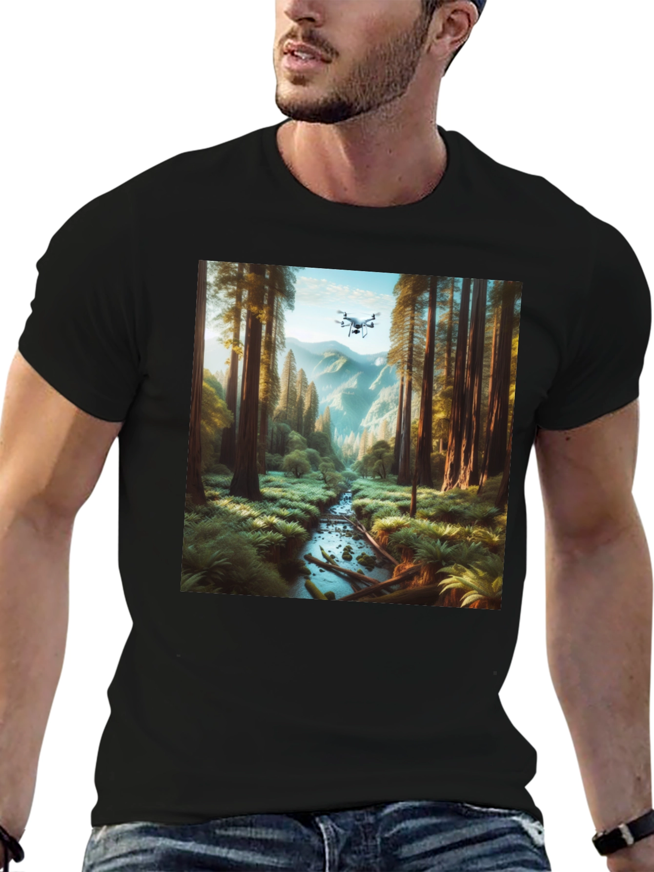 Drone Vista Tee - Nature & Tech Fusion