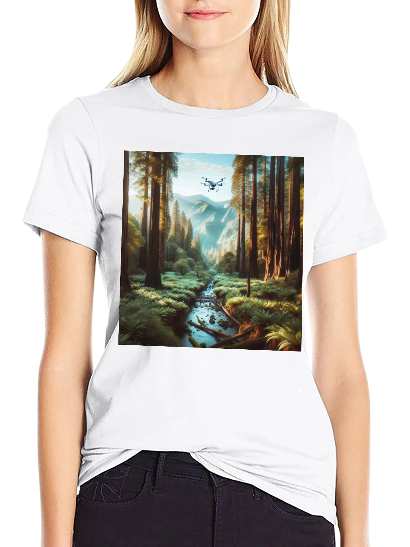 Drone Vista Tee - Nature & Tech Fusion