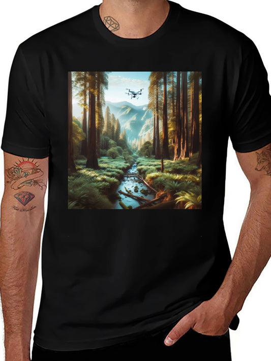 Drone Vista Tee - Nature & Tech Fusion
