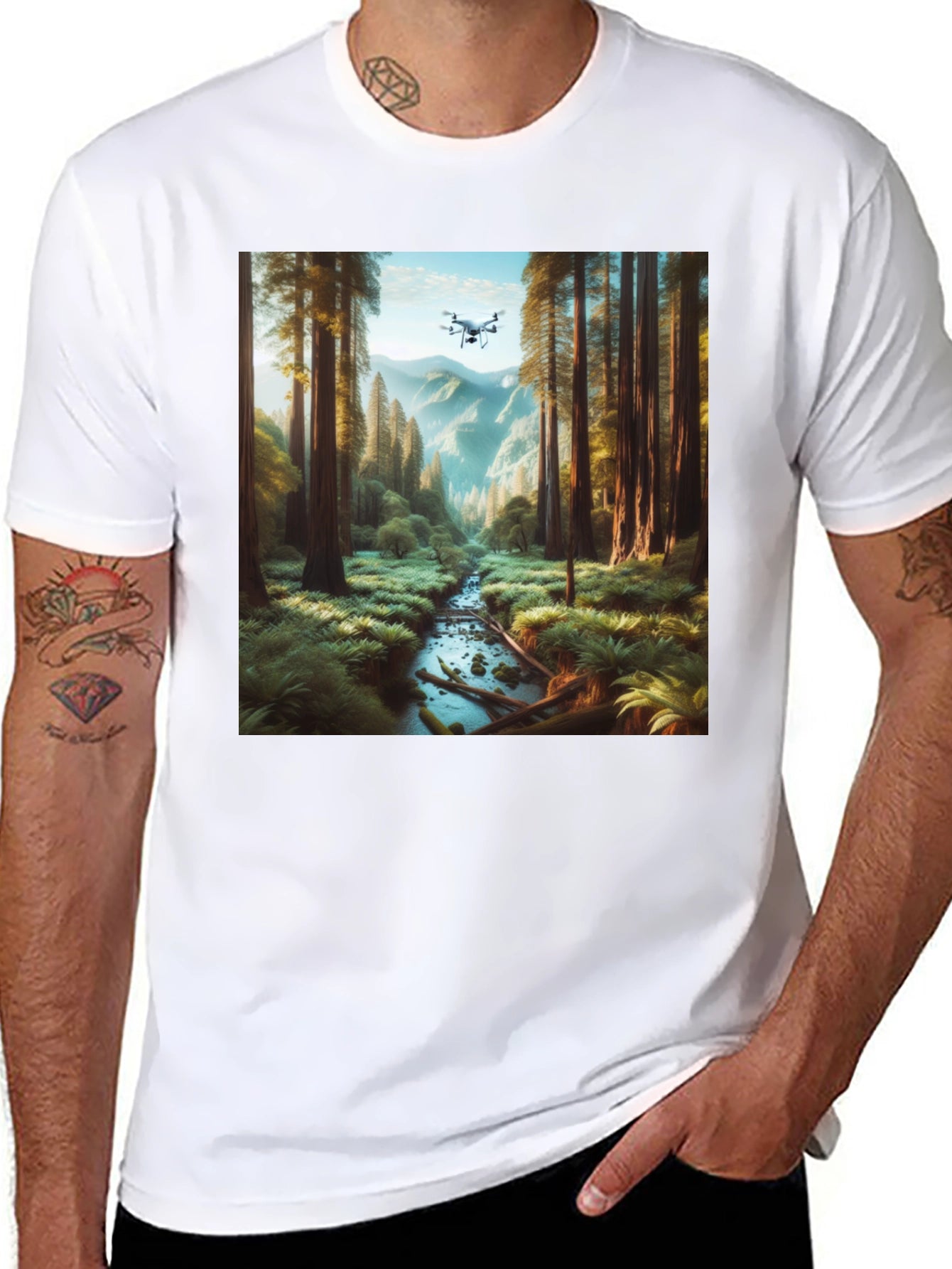 Drone Vista Tee - Nature & Tech Fusion