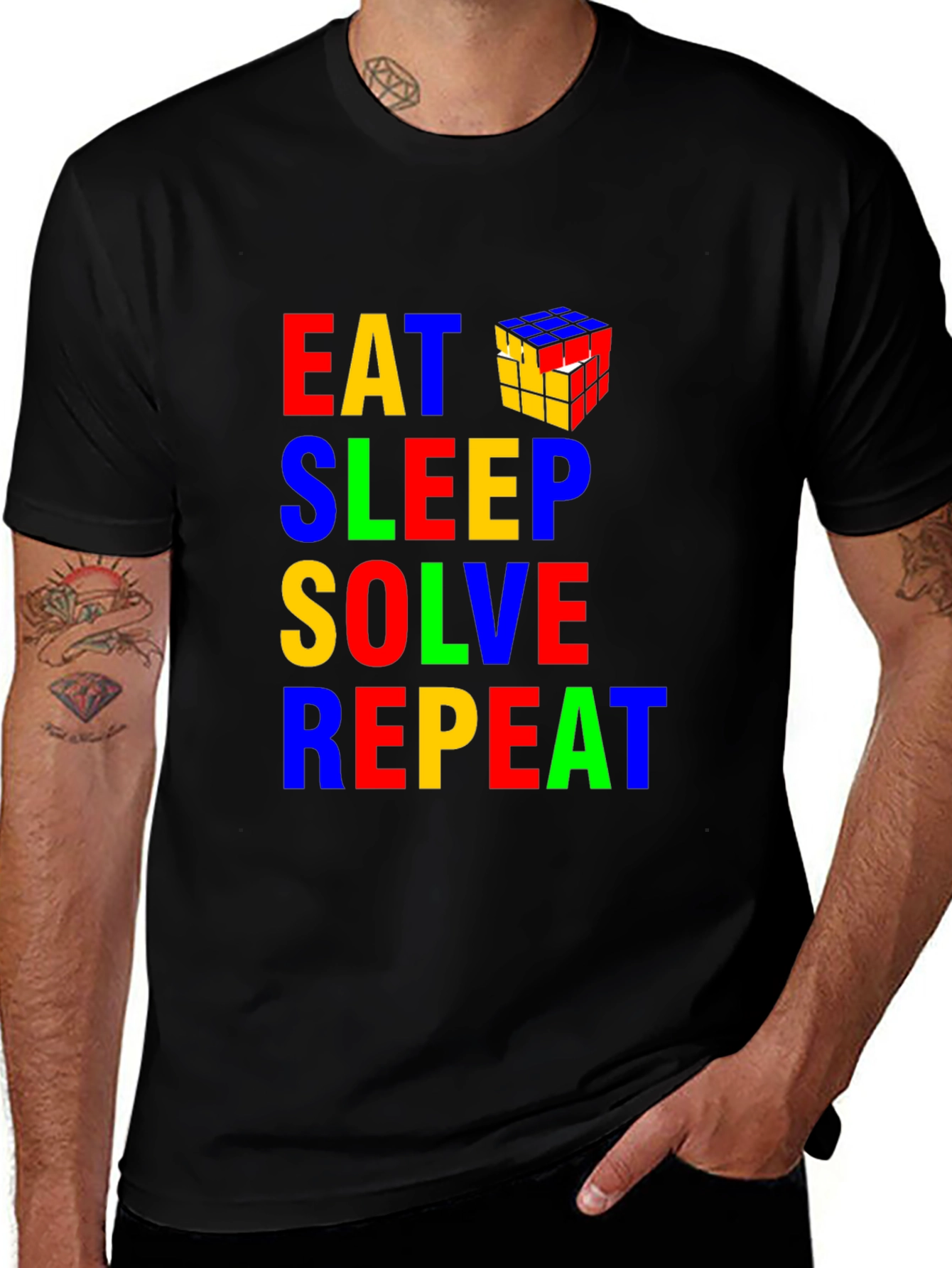 Eat Sleep Solve Repeat Rubiks Cube Graphic Tee