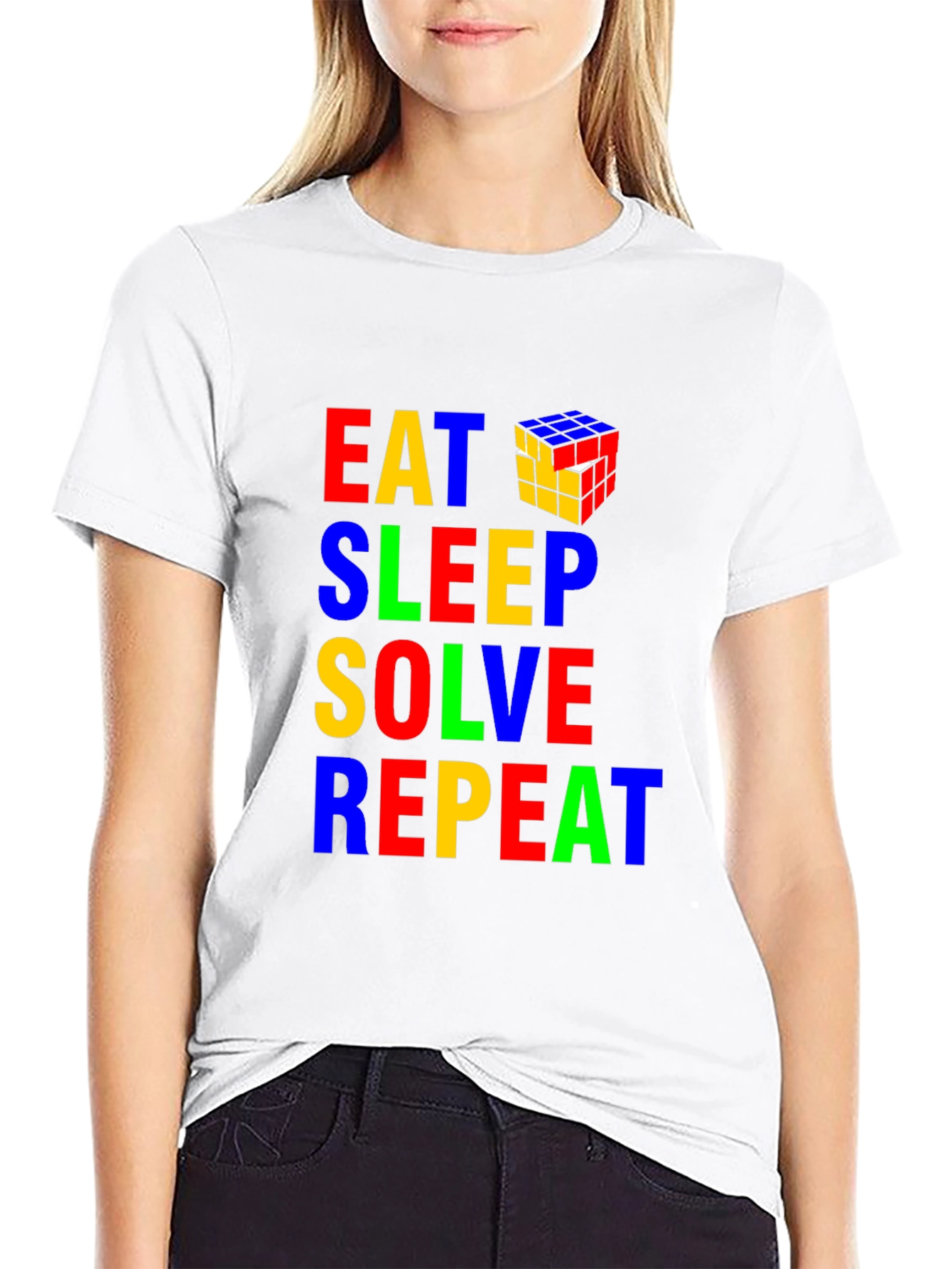 Eat Sleep Solve Repeat Rubiks Cube Graphic Tee
