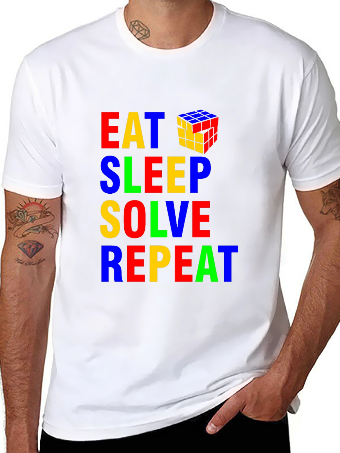 Eat Sleep Solve Repeat Rubiks Cube Graphic Tee