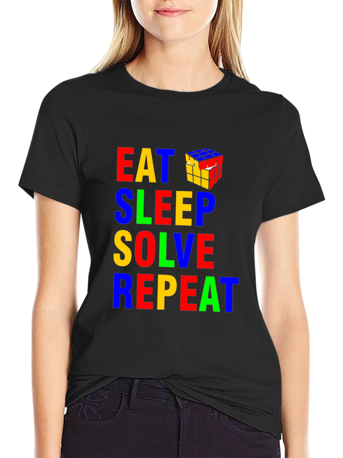 Eat Sleep Solve Repeat Rubiks Cube Graphic Tee