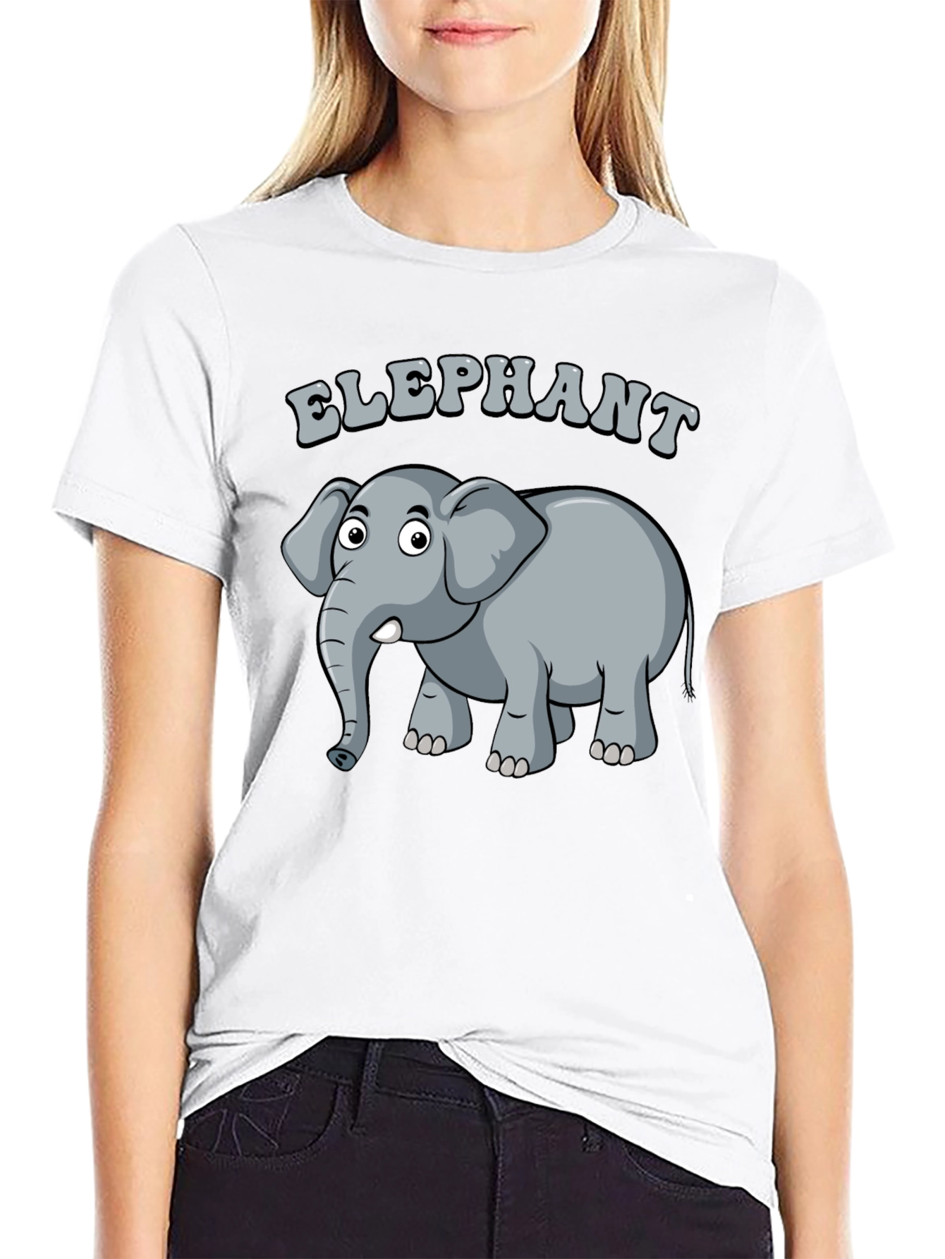 Elephant Graphic Tee - Cartoon Animal Design