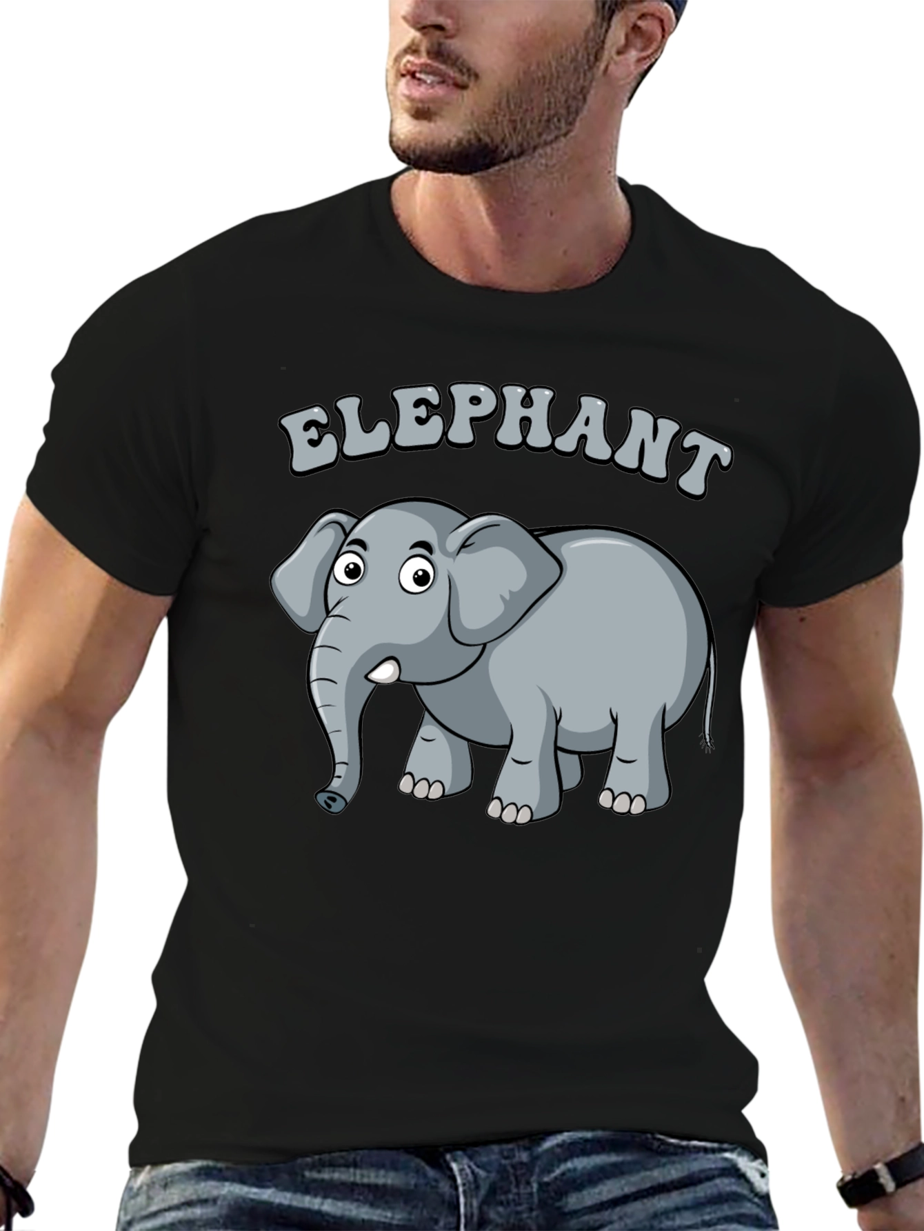 Elephant Graphic Tee - Cartoon Animal Design