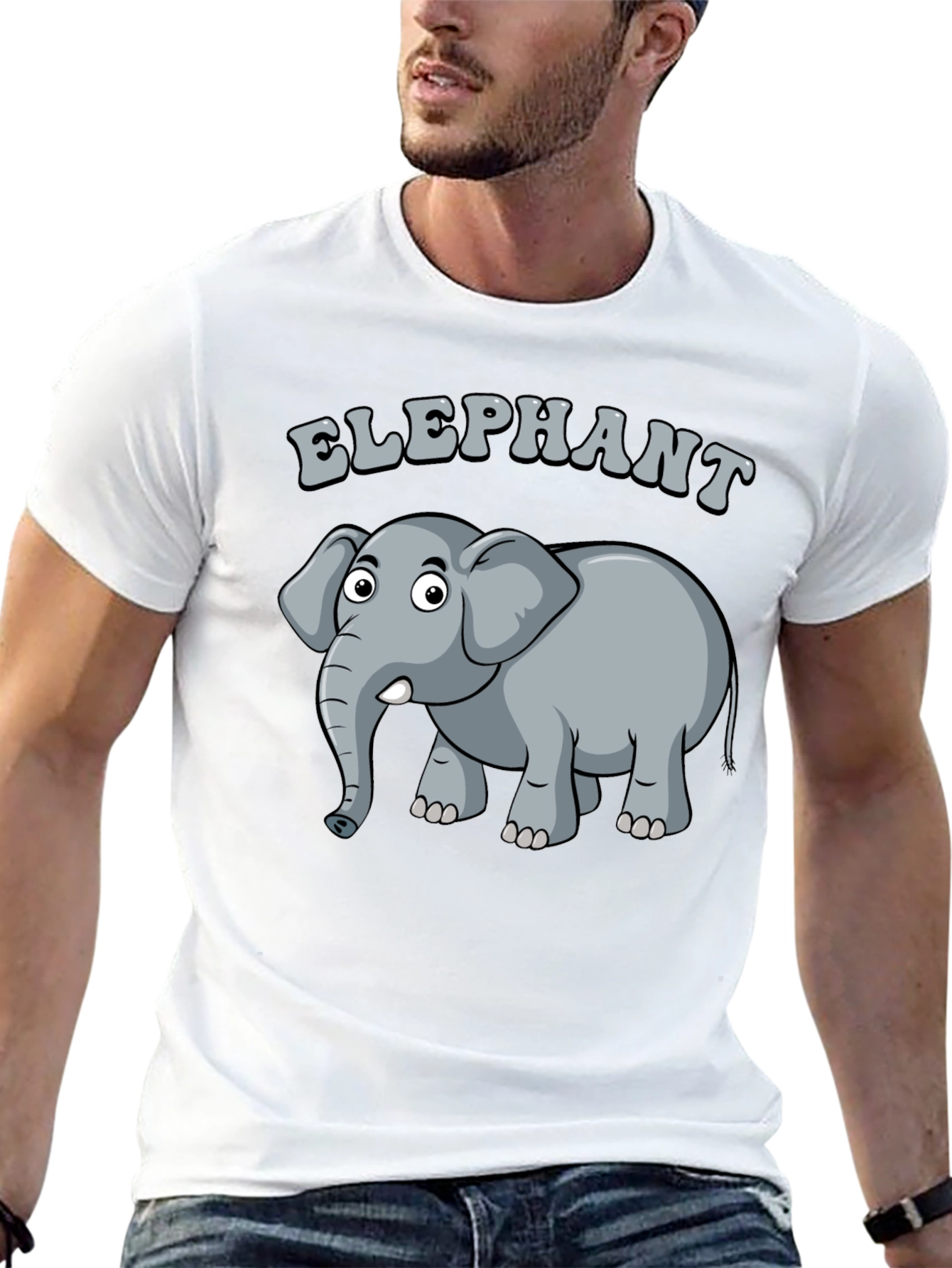 Elephant Graphic Tee - Cartoon Animal Design