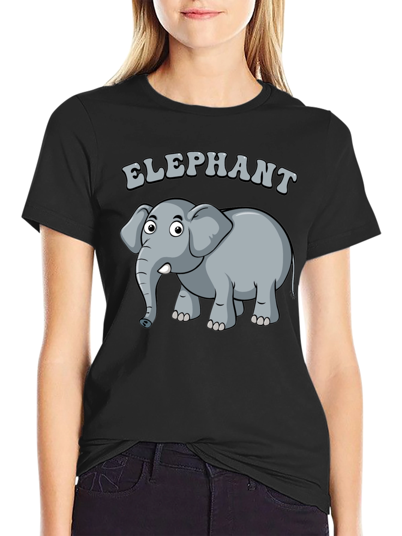 Elephant Graphic Tee - Cartoon Animal Design