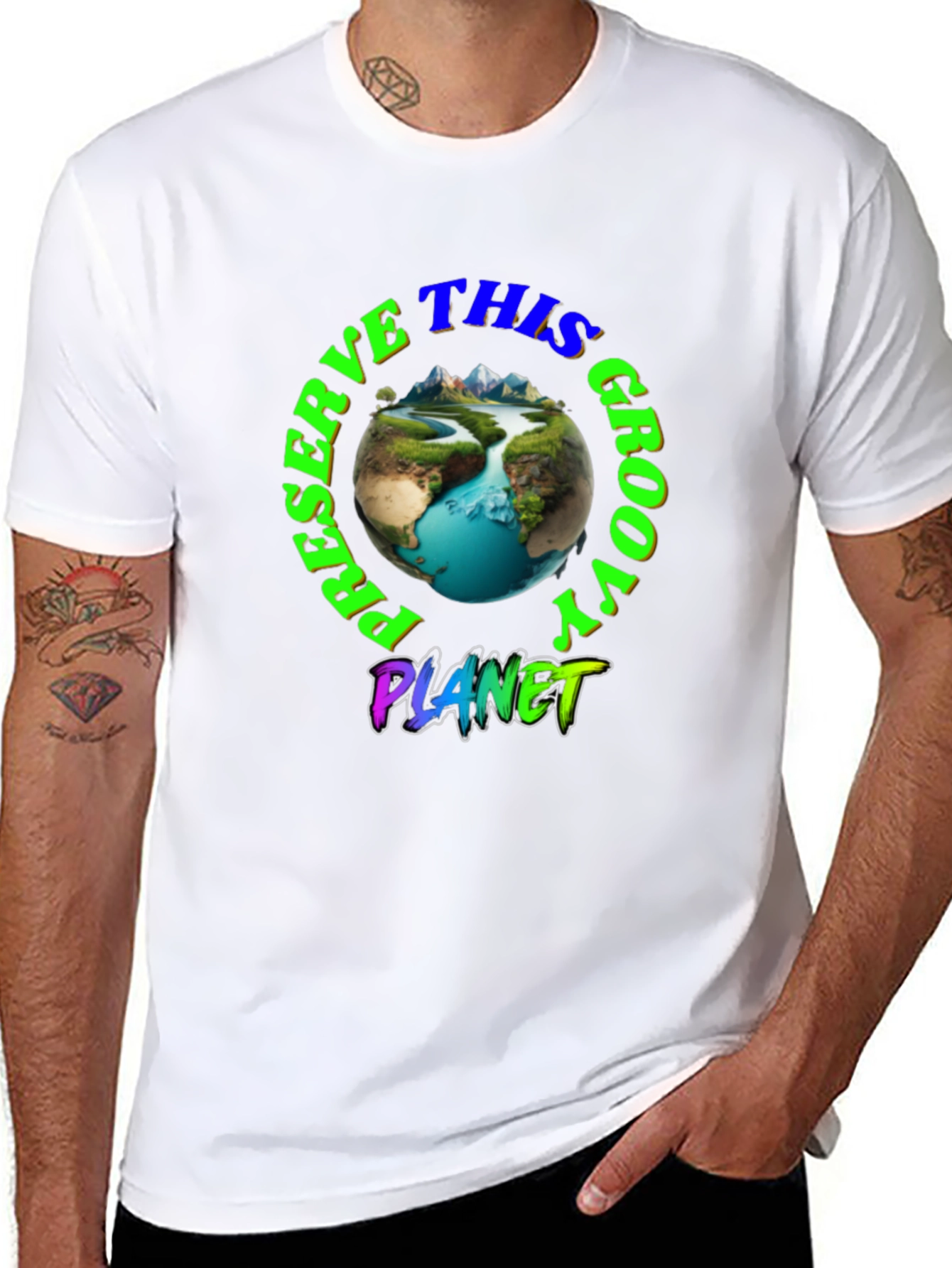 Preserve This Groovy Planet Black Graphic T-Shirt