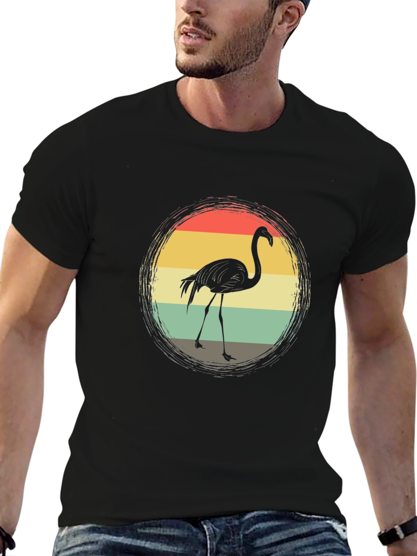 Retro Flamingo T-Shirt - Sunset Bird Graphic Tee
