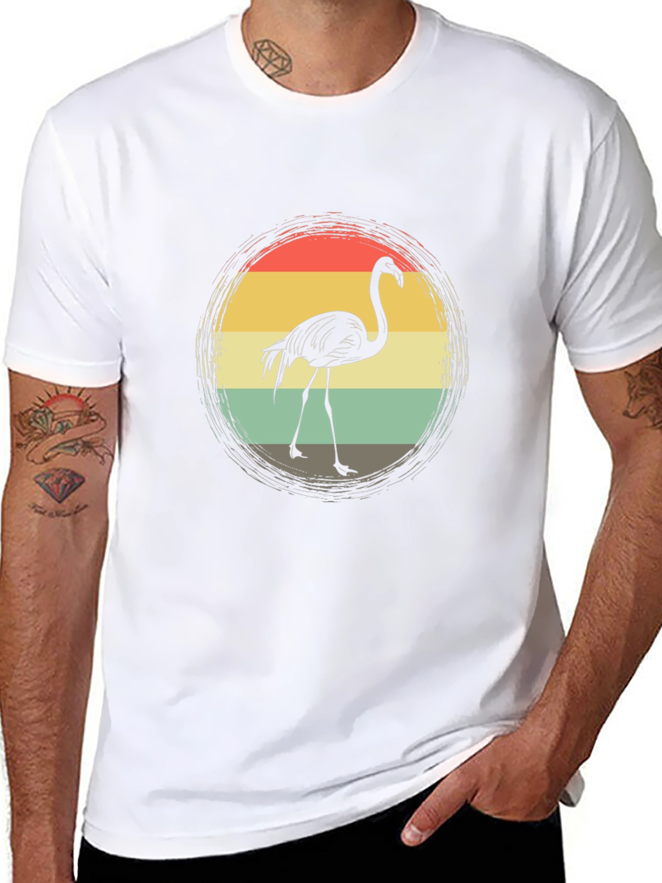 Retro Flamingo T-Shirt - Sunset Bird Graphic Tee