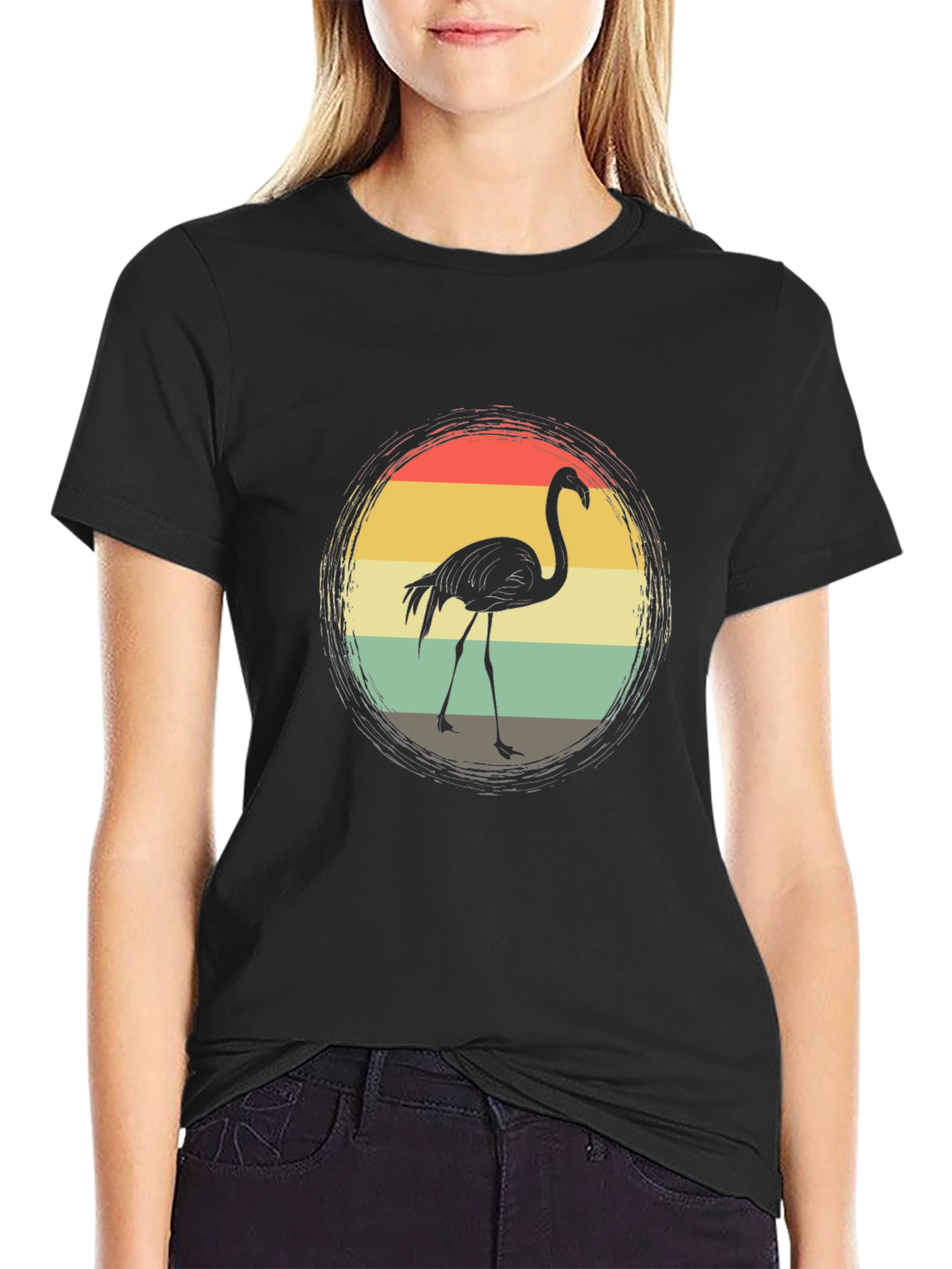 Retro Flamingo T-Shirt - Sunset Bird Graphic Tee