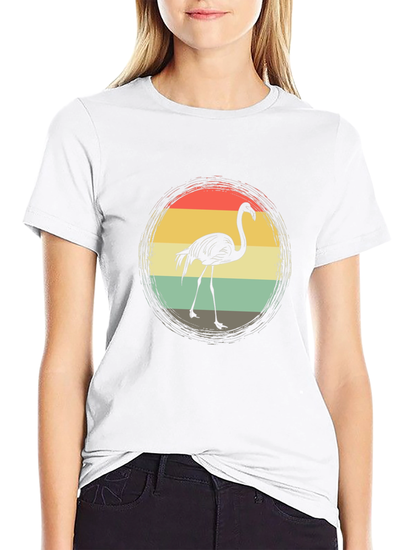 Retro Flamingo T-Shirt - Sunset Bird Graphic Tee