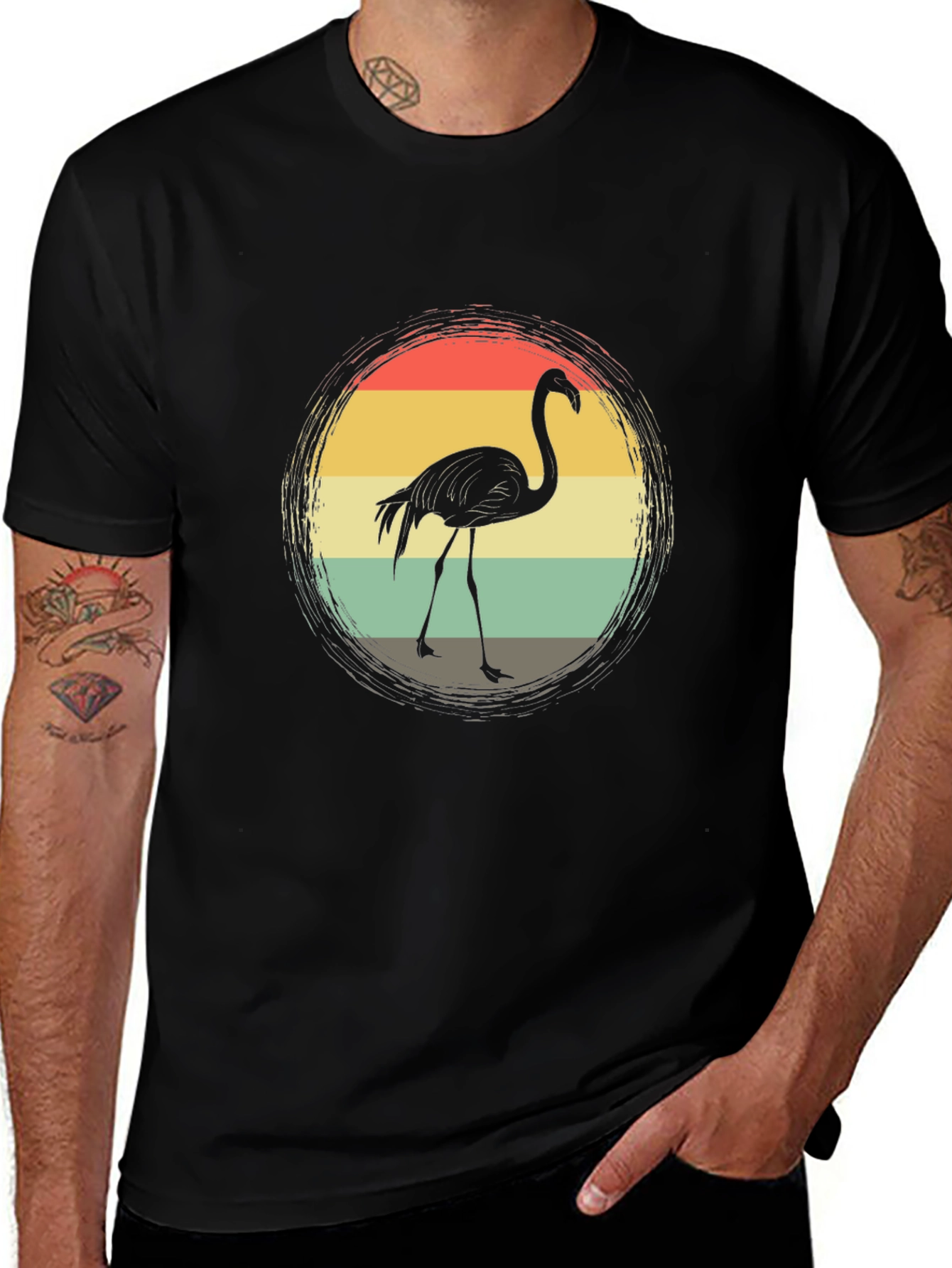 Retro Flamingo T-Shirt - Sunset Bird Graphic Tee