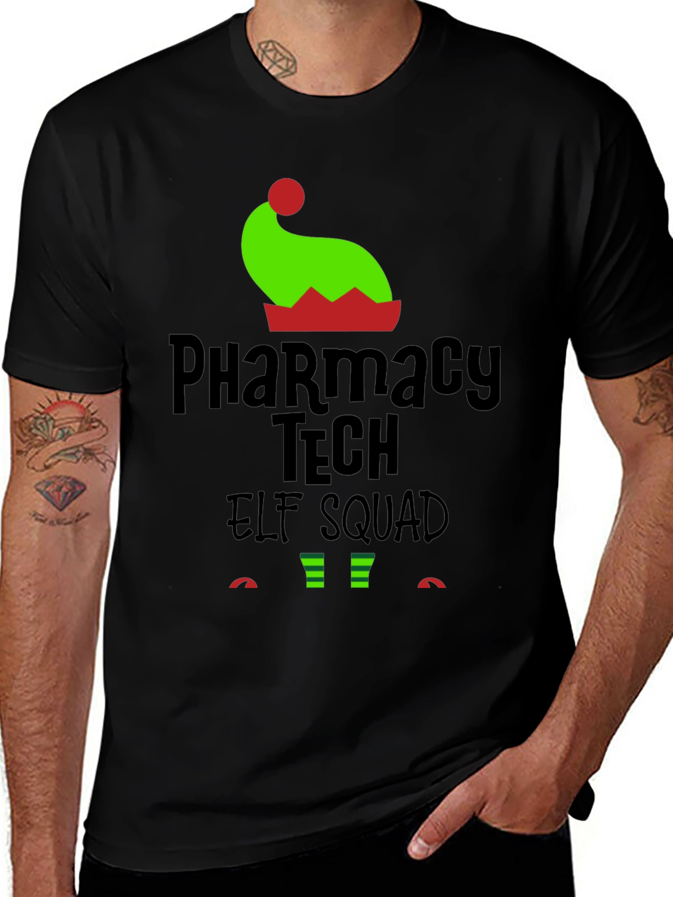 Pharmacy Tech Elf Squad Holiday T-Shirt