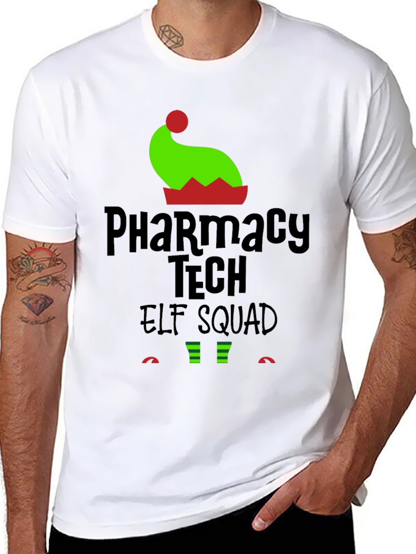 Pharmacy Tech Elf Squad Holiday T-Shirt