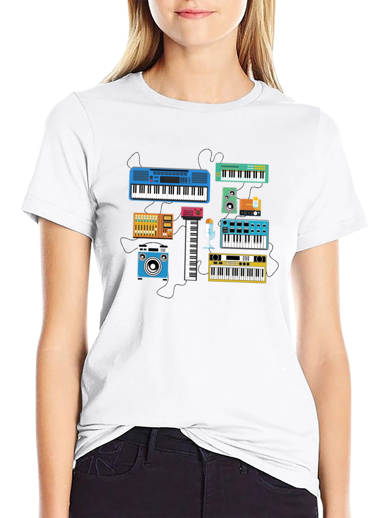 Retro Synth Music T-Shirt - Black Cotton Tee