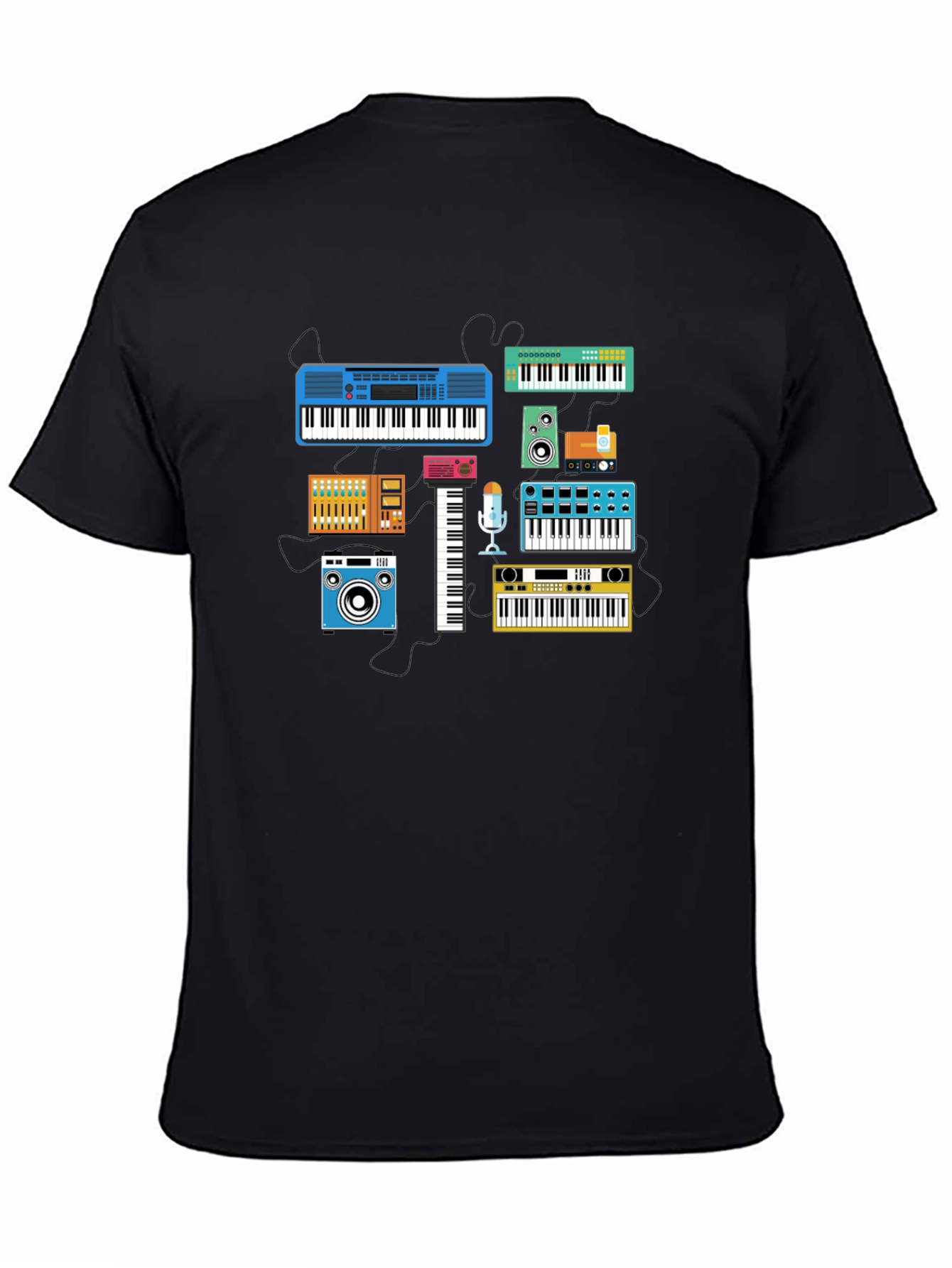Retro Synth Music T-Shirt - Black Cotton Tee
