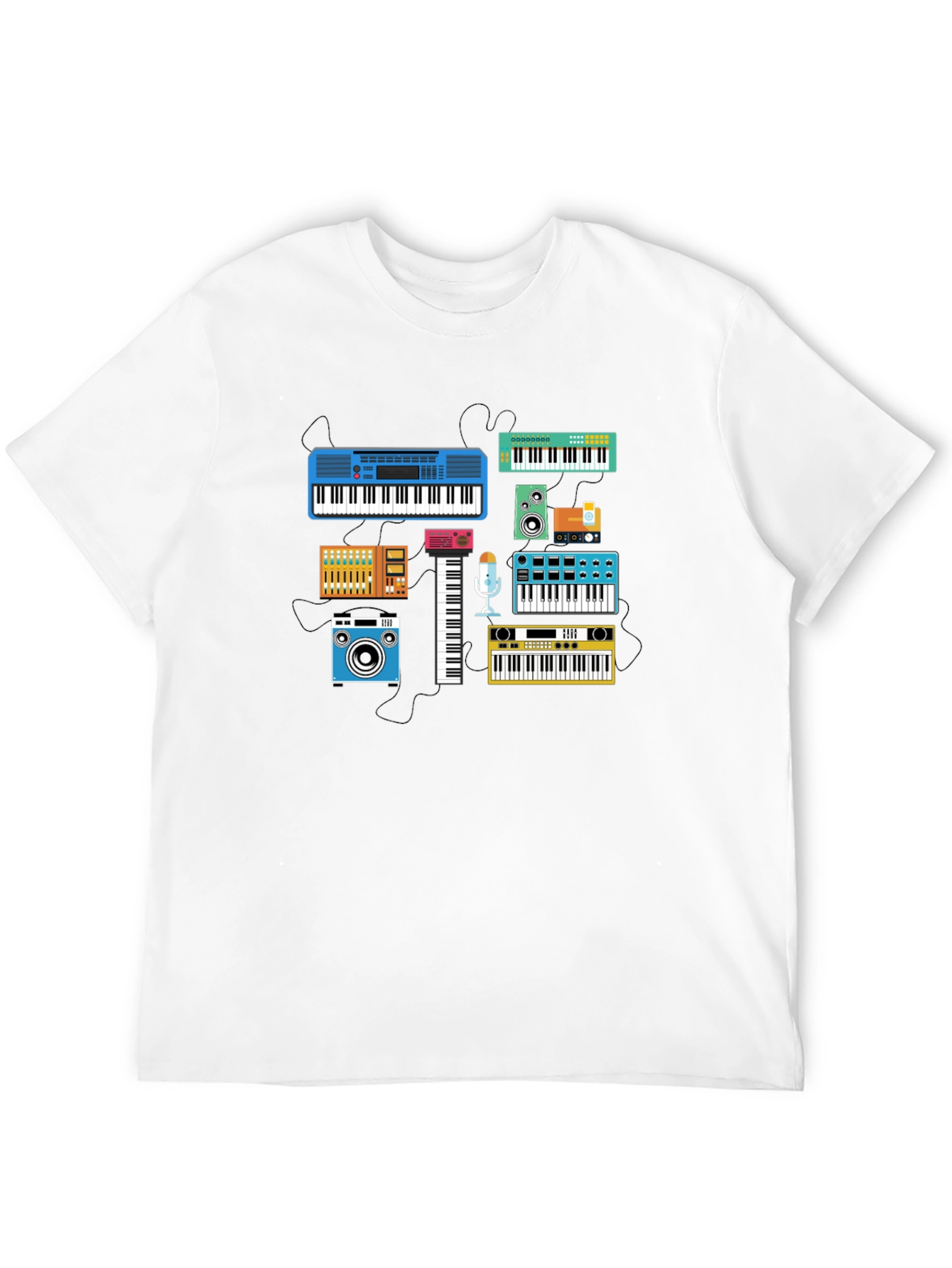 Retro Synth Music T-Shirt - Black Cotton Tee