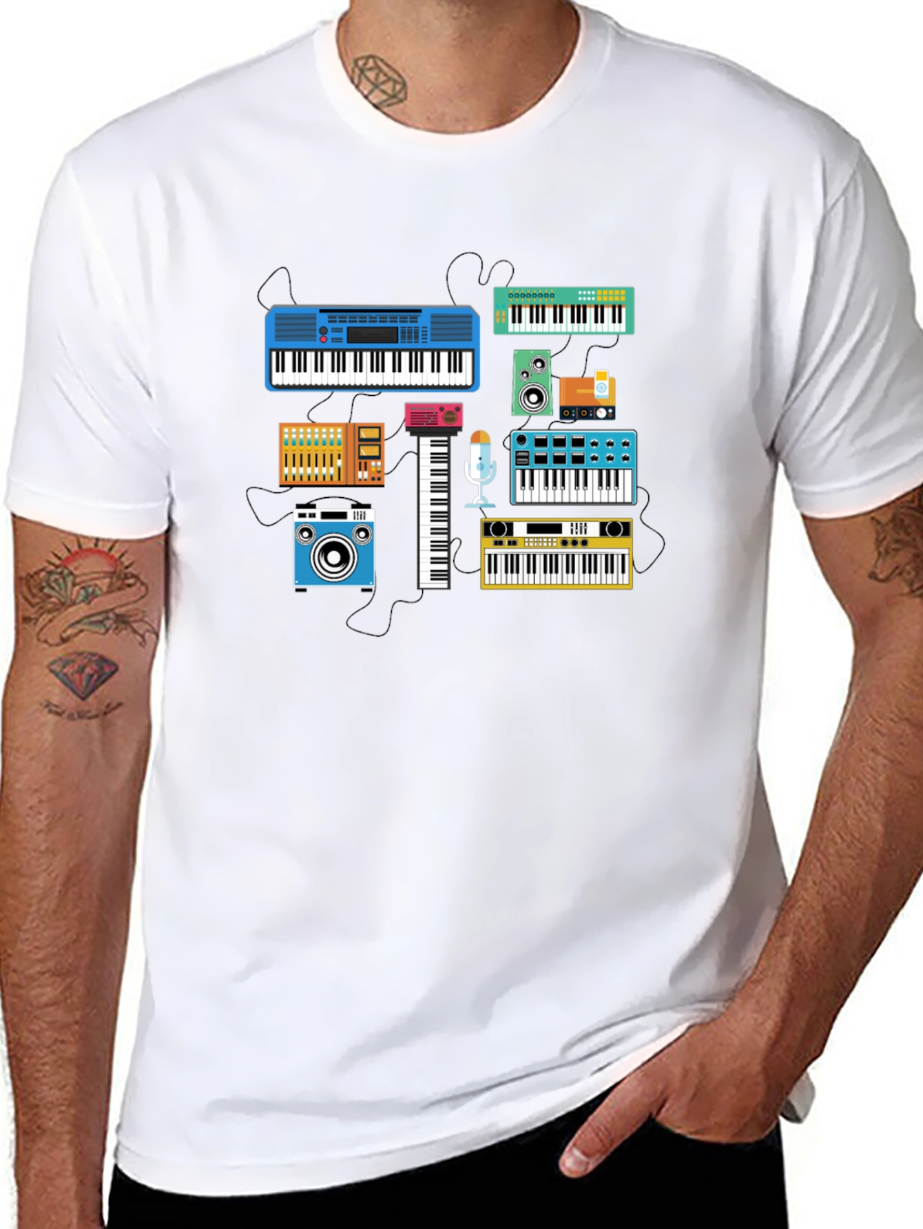 Retro Synth Music T-Shirt - Black Cotton Tee