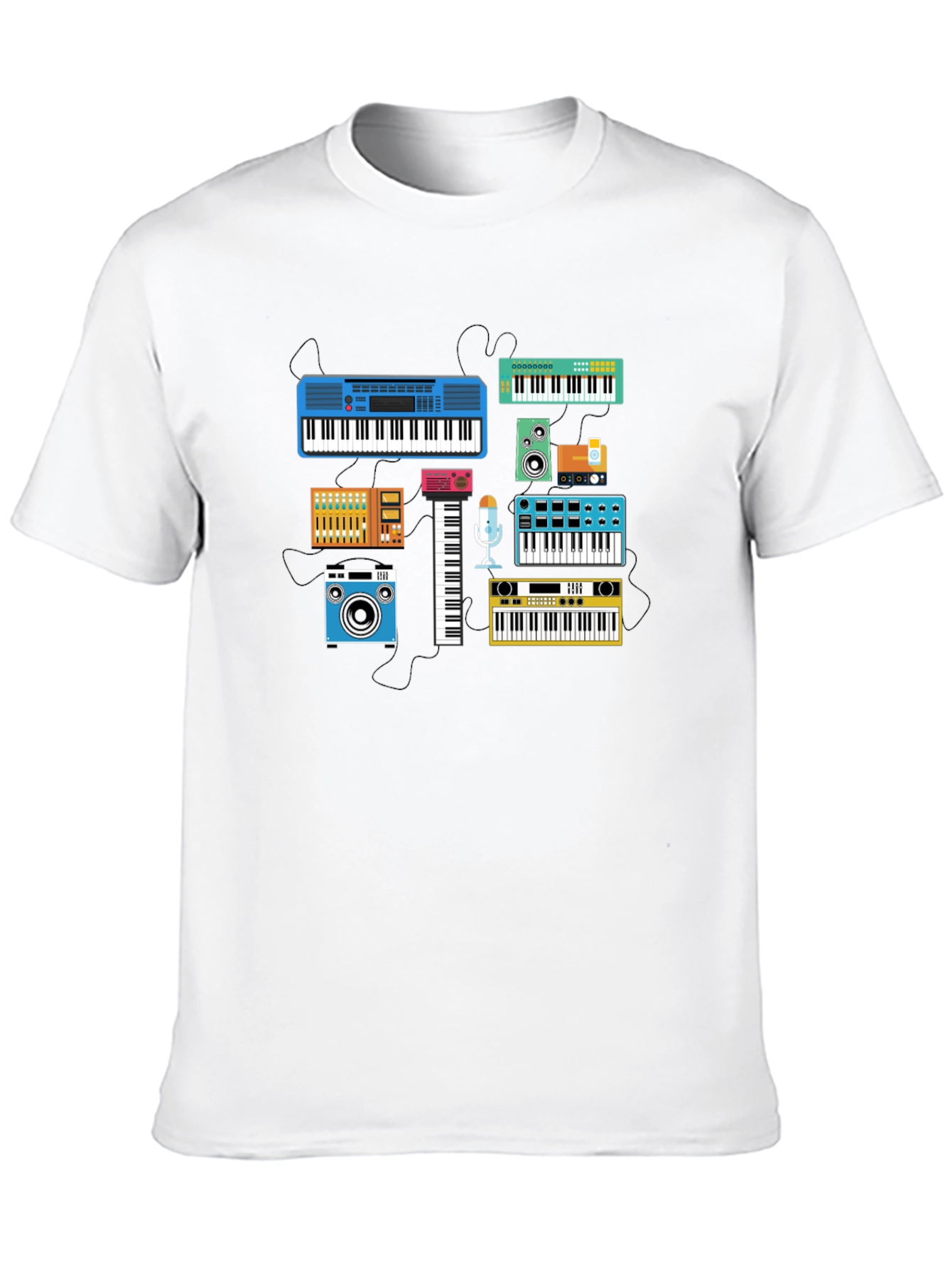 Retro Synth Music T-Shirt - Black Cotton Tee