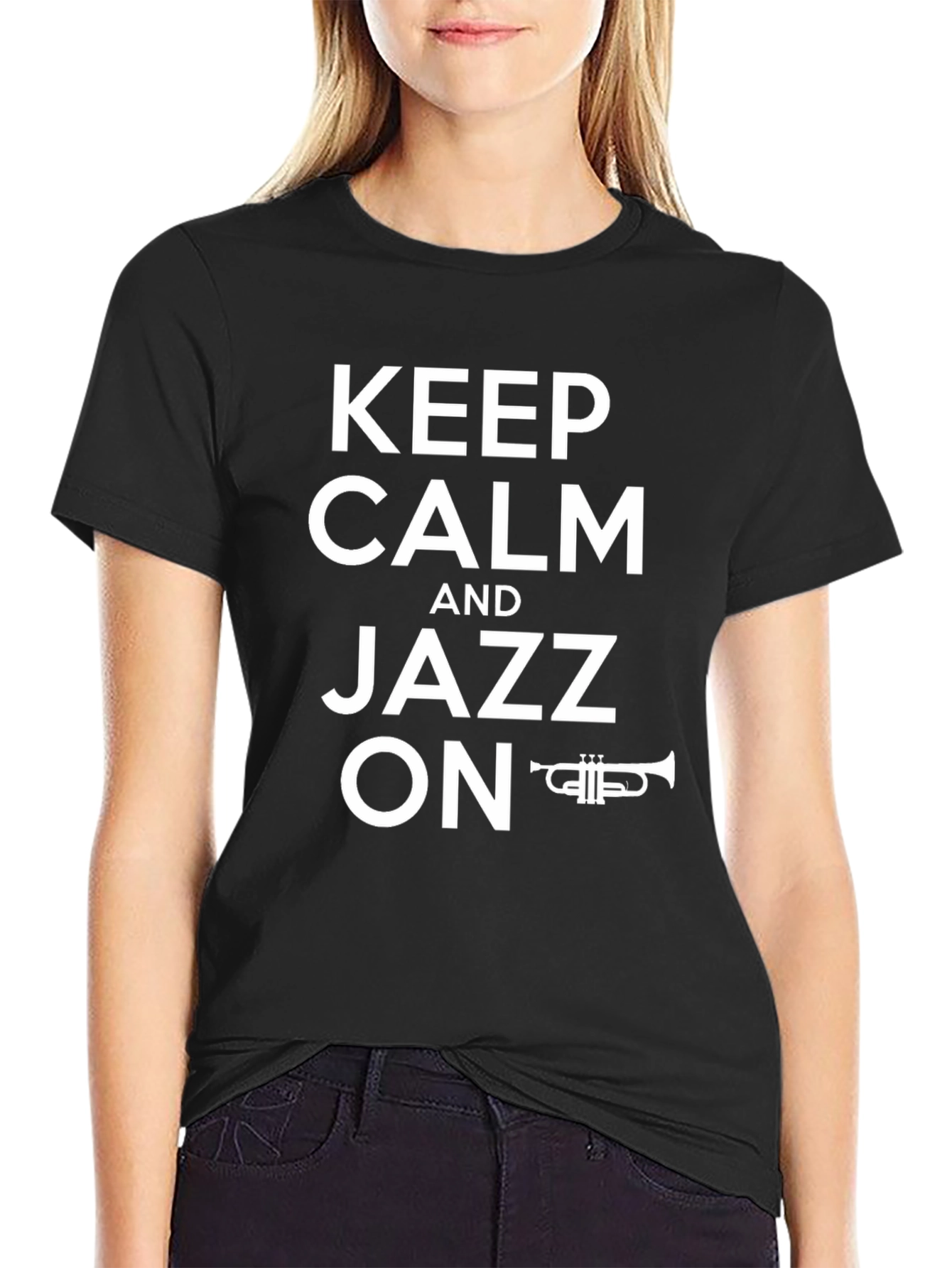 Keep Calm and Jazz On T-Shirt - Black