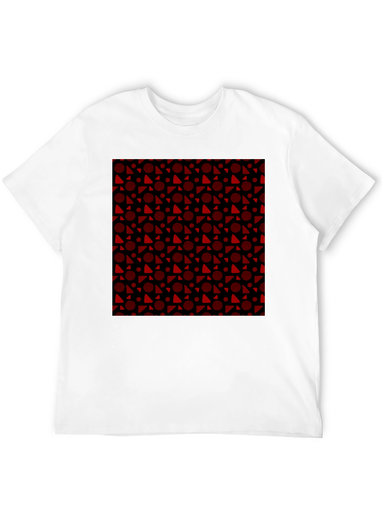 Black Tee with Red Geometric Pattern